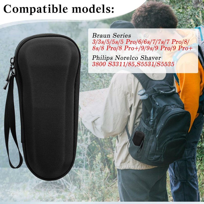 SyuCeia Braun Shaver Travel Case - Hard EVA Protective Holder for Series 3/5/6/7/8/9 Pro+ & All Models (Fits 3s, 5s, 7s, 8s, 9s)-Water-Resistant Men's Electric Razor Storage Pouch for Gym & Vacation