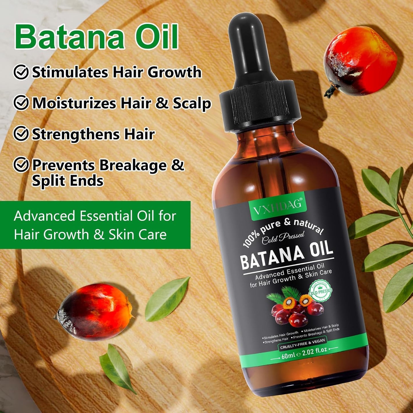Batana Oil for Hair Growth - 100% Pure Natural Oil | Nourishes & Strengthens All Hair Types - 4.04 fl oz