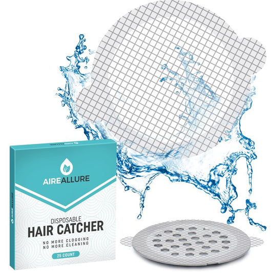25 Pack Disposable Shower Drain Hair Catcher Mesh Stickers - Peel & Stick Drain Strainers to Prevent Clogs, Strong Waterproof Adhesive, Mess-Free Disposable Drain Covers for Shower & Bathtub
