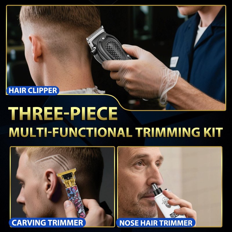 LQT Hair Clippers for Men, Electric Beard Trimmer Nose and Ear Hair Trimmer Rechargeable Cordless Clippers for Men with Comb, Wrap, Bag, to Son Husband Father Men's Gifts