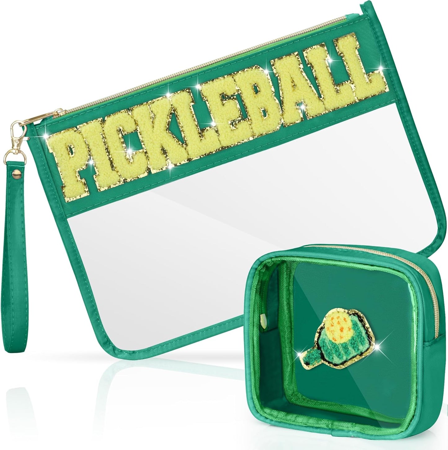 Softball Gifts Makeup Bag - 2 Pcs Clear PVC Organizer Pouch | Waterproof Travel Toiletry Bag for Women