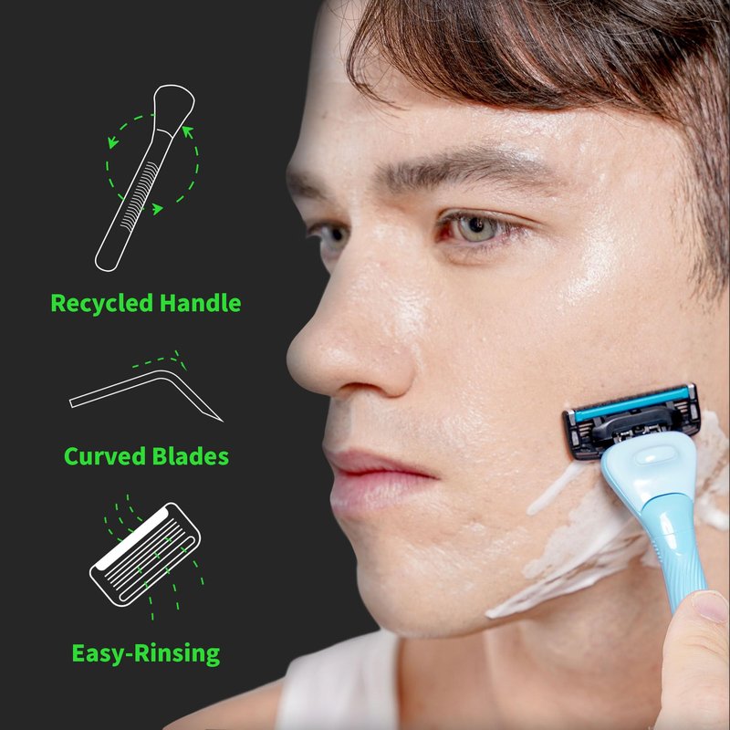 DORCO with Earth Razor with Pace 4 Pro Cartridges • Handle Made from Post Recycled Plastic • Premium Blades For Men and Women Body & Face Shaving • One Handle and 5 Cartridges