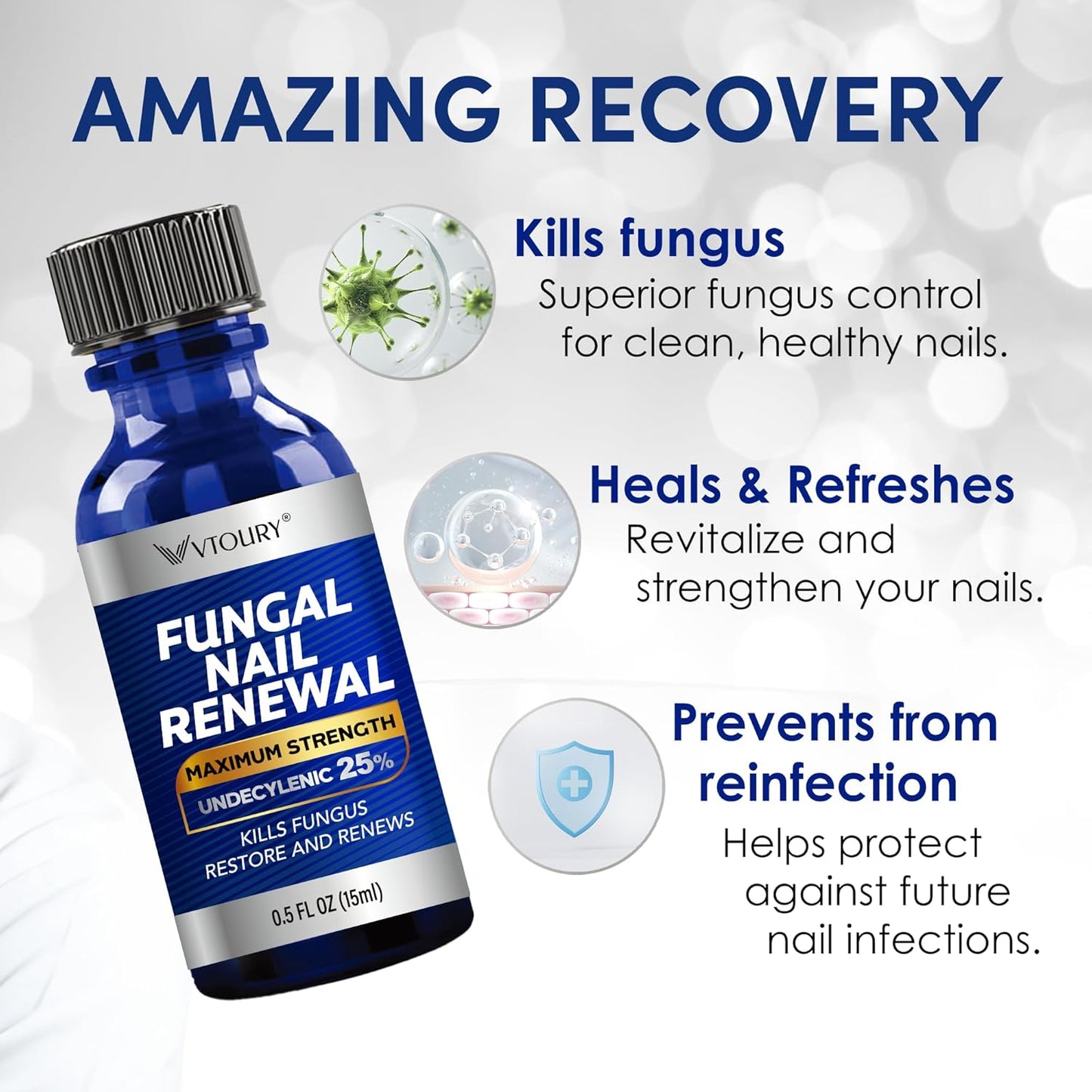 Toenail Fungus Treatment - Extra Strength Solution with Undecylenic Acid & Tea Tree Oil | 15ml, 2 Bottles