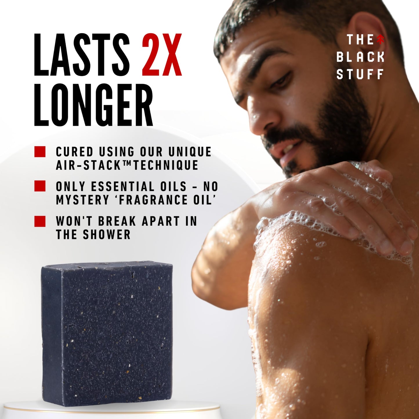 The Black Stuff Pine Tar Soap - Mens Bar Soap Made with Pine Tar, Organic Ingredients and Essential Oils - Handmade Cold Process Body Soap for Men - Moisturizing and Cleansing organic Bath Soaps