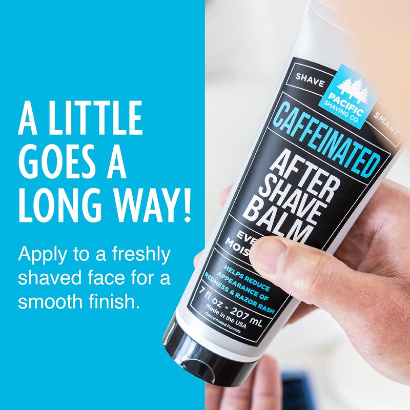 Pacific Shaving Company Caffeinated Aftershave, Men's Grooming Product - Antioxidant Daily Face Lotion + After Shave - Spearmint Post Shave Balm for Sensitive Skin (3.4 Fl Oz, 2 Pack)
