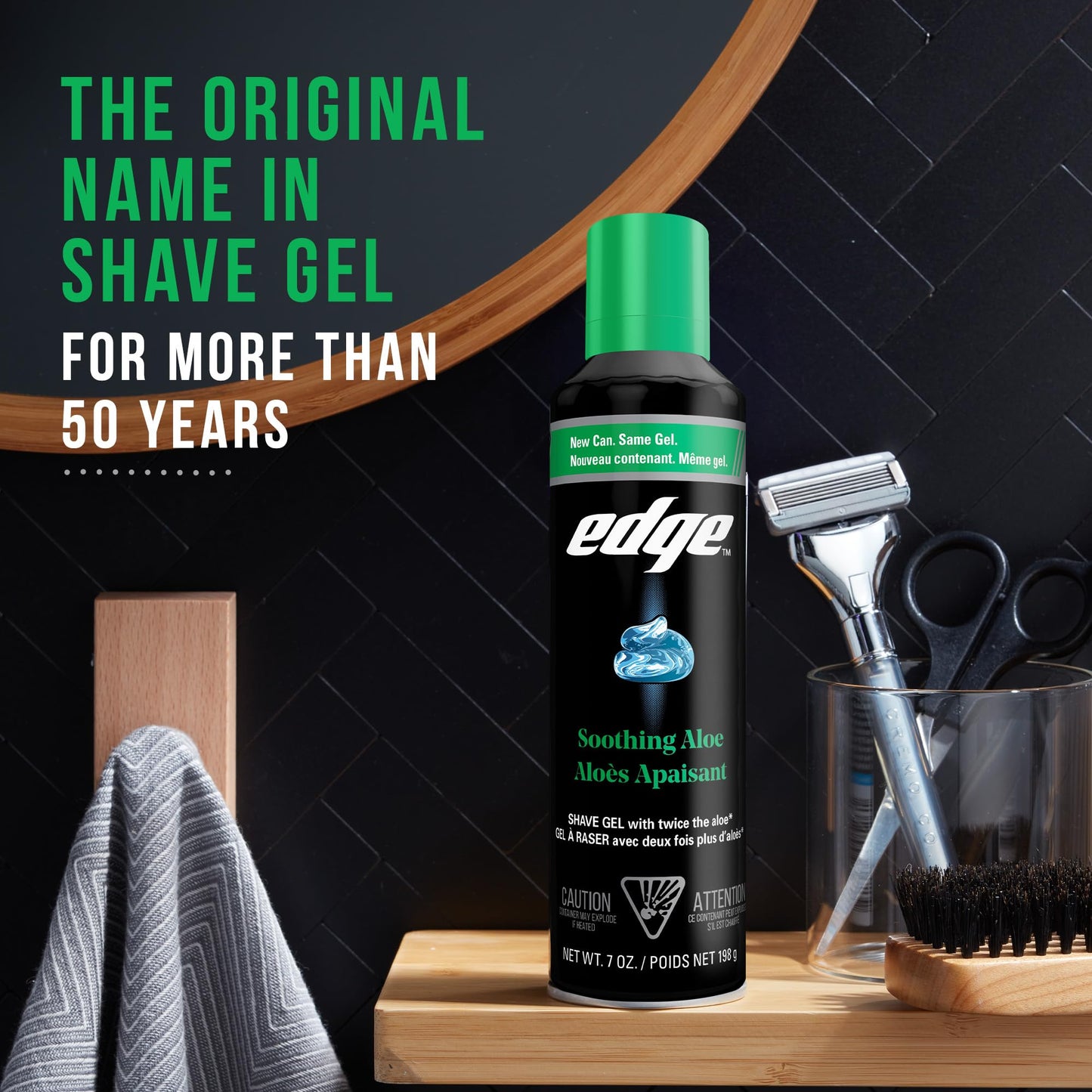Edge Shaving Gel for Men, Soothing Aloe with Twice The Aloe, (6 Pack) - Shave Gel For Men That Moisturizes, Protects and Soothes To Help Reduce Skin Irritation