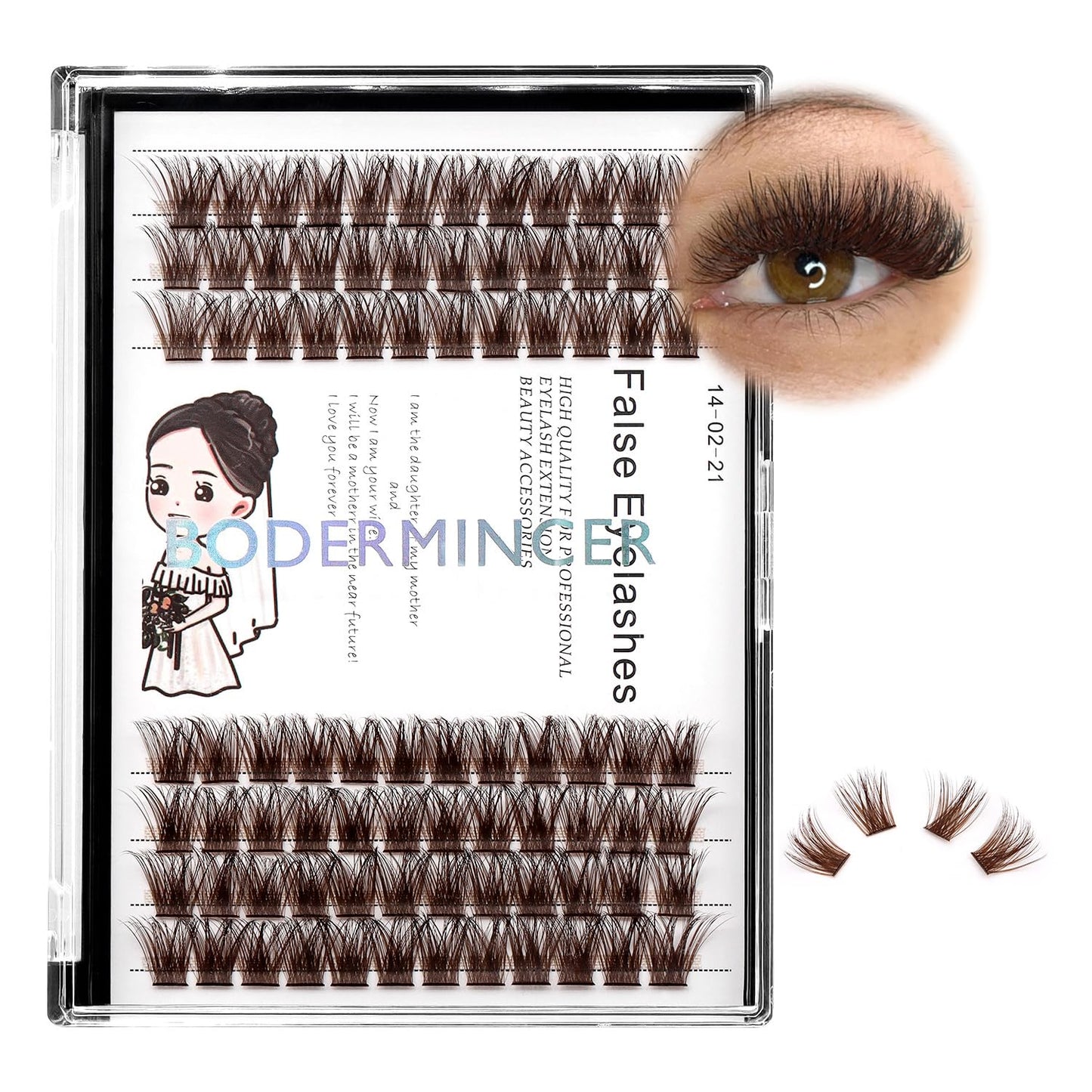 Bodermincer Black/Brown Color Natural Lash Clusters 84pcs Wispy Eyelash Clusters Eyelash Extensions D Curl Individual Lashes Natural Look Lashes with Thin Lash Band (Brown-10mm)