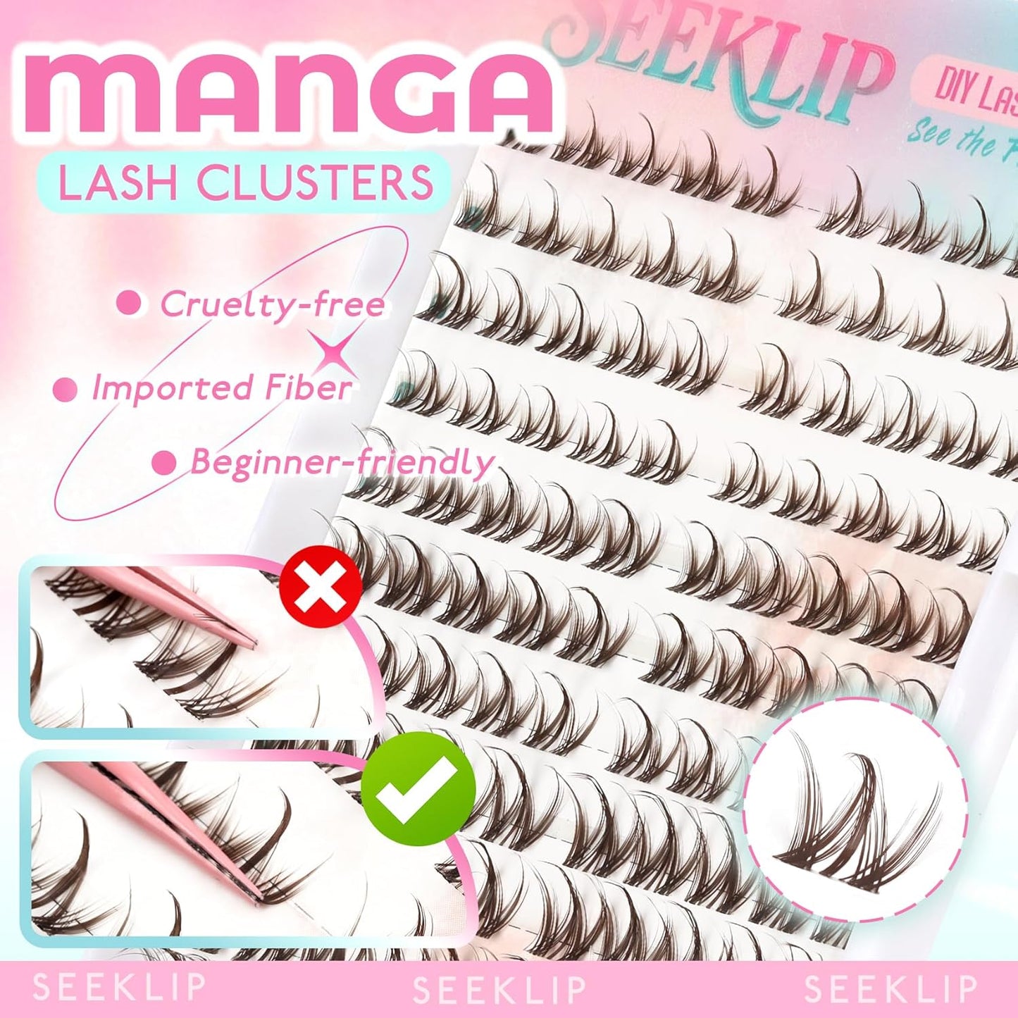 Bunny Lash Clusters - Dark Brown Spiky Doll Individual Lashes | 120 Pcs D Curl 8-16MM for DIY Eyelash Extensions
