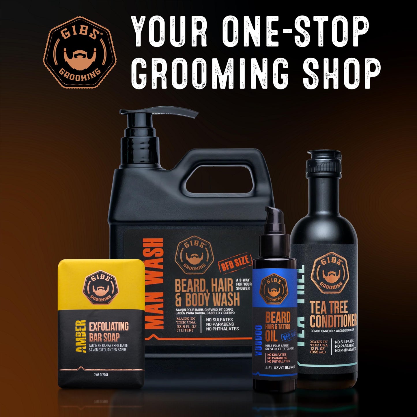GIBS Grooming - Voodoo Prince Beard, Hair & Tattoo Oil (4 fl oz) - Softens, Strengthens, Protects - Skin Moisturizer - Vitamin C - UV Shield - BFD Size - Beard Oil, Hair Care, Skin Care - Made in USA