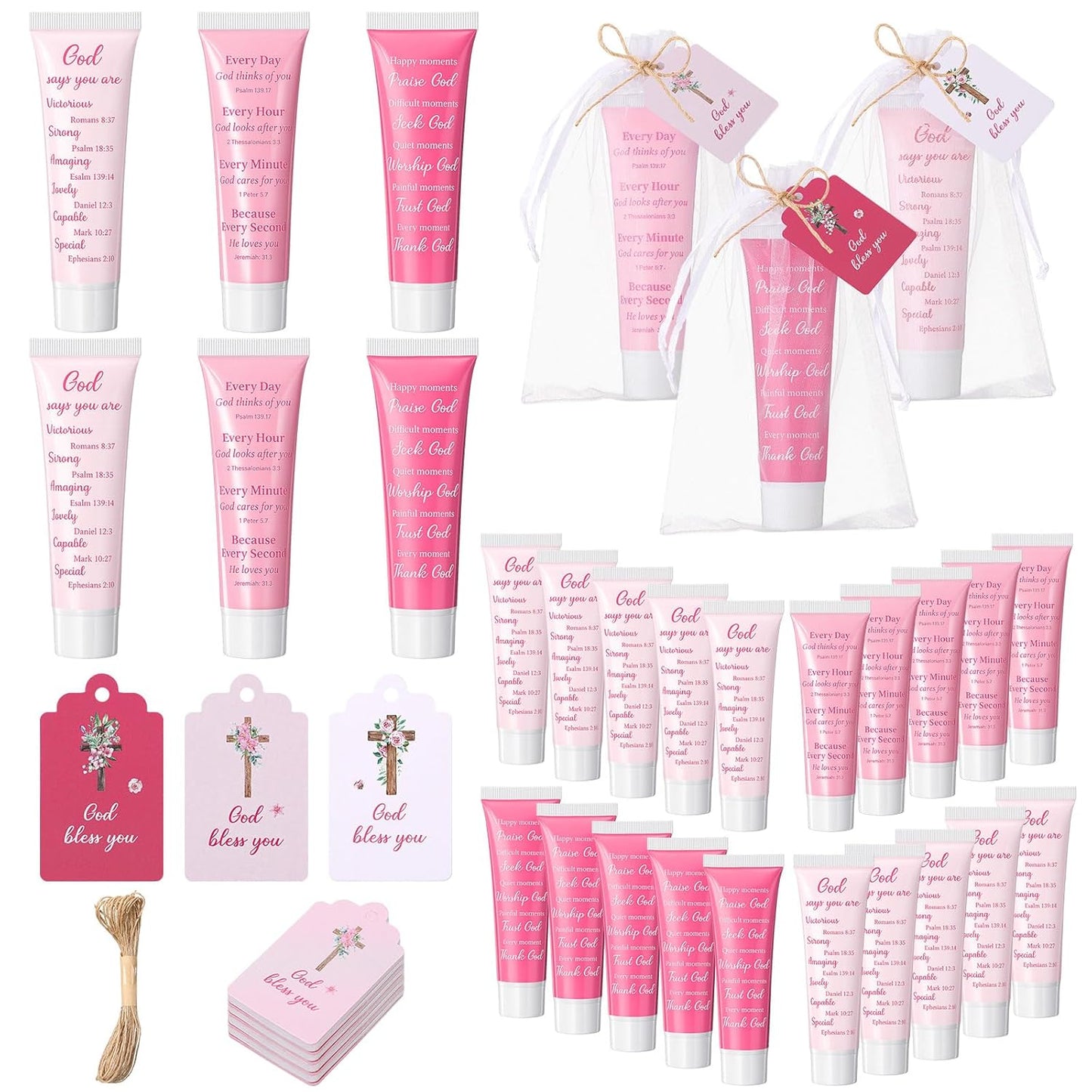 Christian Gifts for Mom - 12 Pink Hand Creams with Bible Verses | Perfect Mother's Day Church Favors