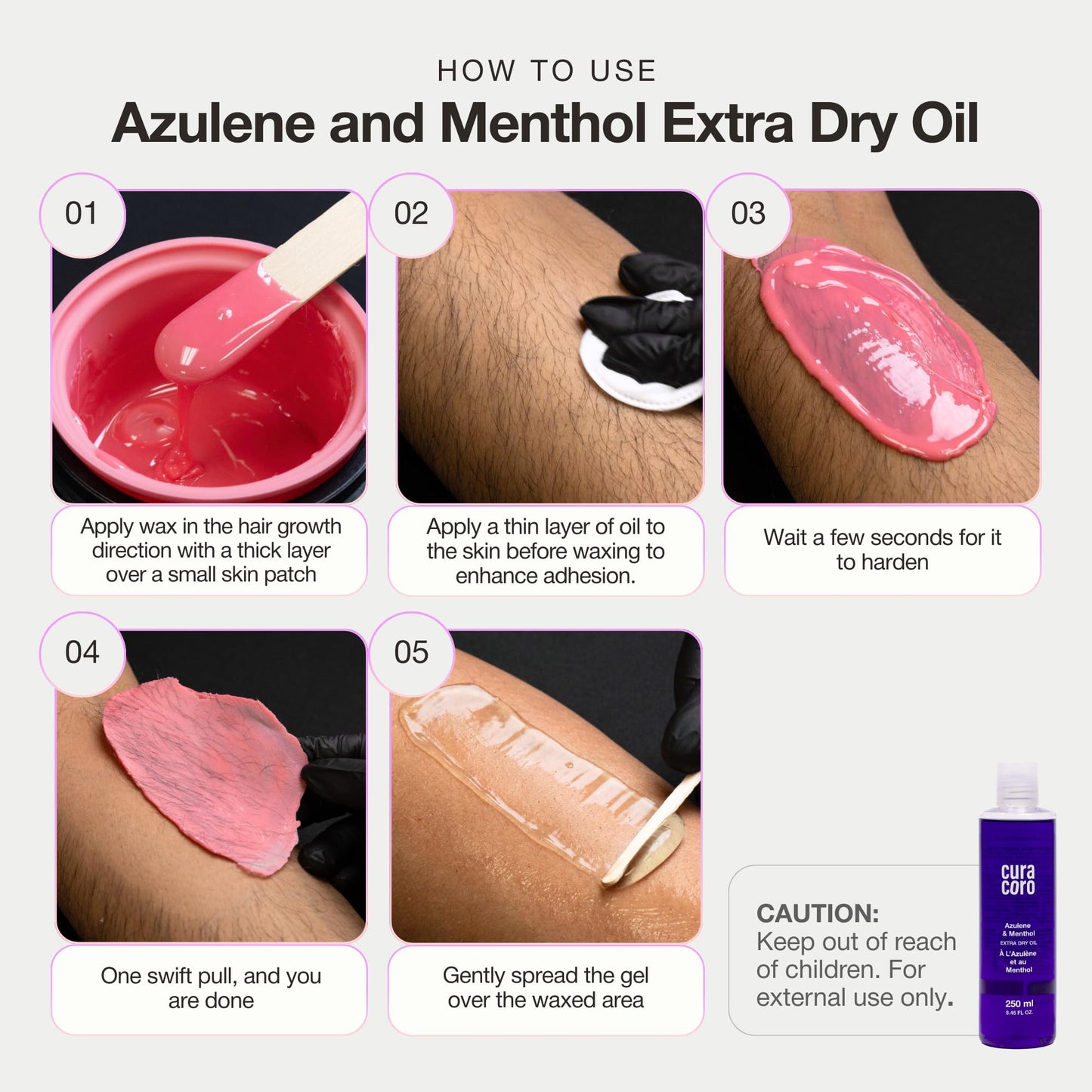 Curacoro Azulene & Menthol Extra Dry Oil for Pre-Post Wax Care | Hydrate, Soothe, Refresh Skin Before-After Waxing, Fast-Absorbing Formula