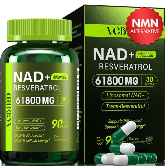 Nad Resveratrol Supplement 1200mg Per Serving – Liposomal Nad+ Resveratrol for Women & Men – High Purity 1200mg Nad+ Supplement for Energy & Healthy Aging, Resveratrol, Quercetin, CoQ10 – 90 Counts