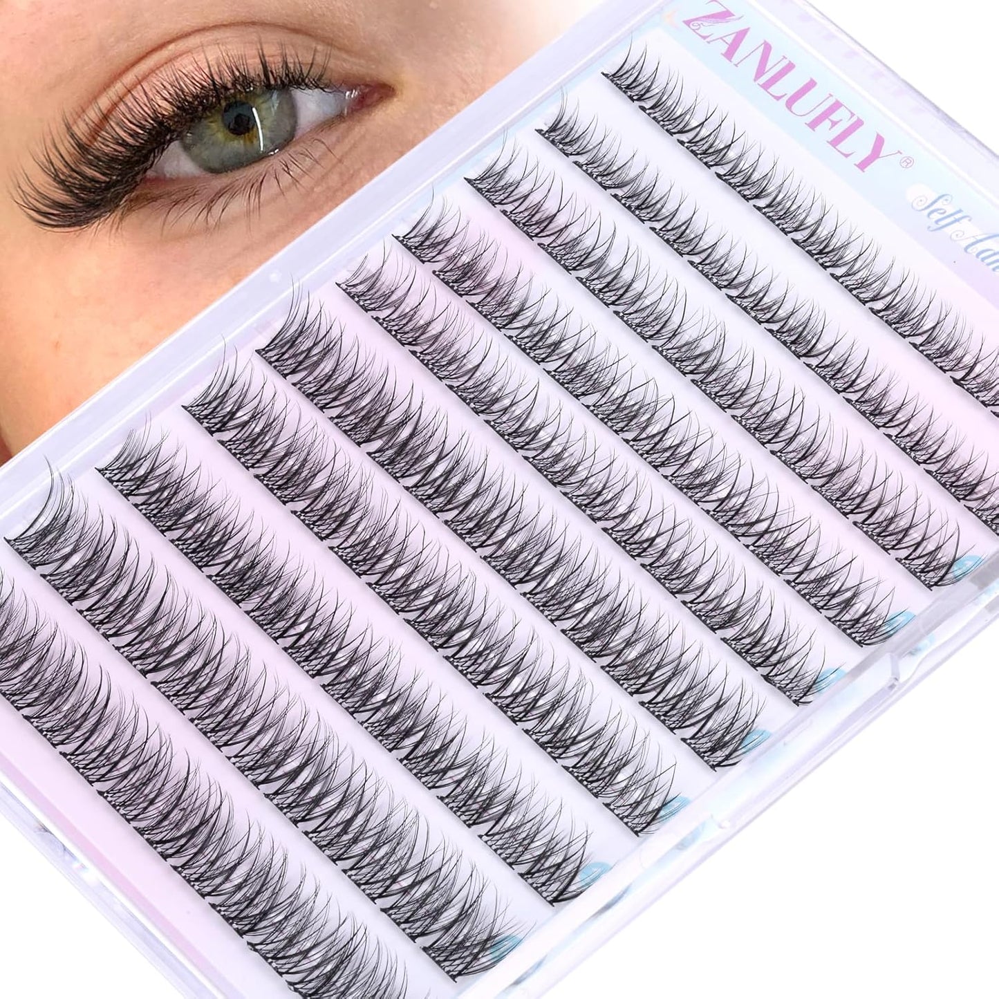 Self-Adhesive Eyelash Clusters - Natural Wispy C-Curl Pre-Glued Lashes | 10-16MM Individual Extensions
