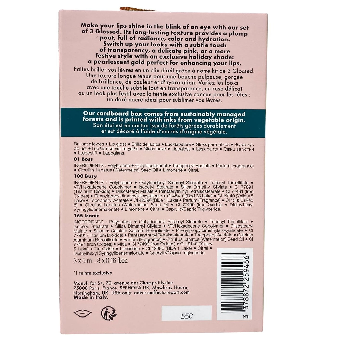 Glossed Lip Gloss Trio Gift Set - 3 x 5 mL | Plumping Formula in 01 Boss, 100 Busy, 165 Iconic
