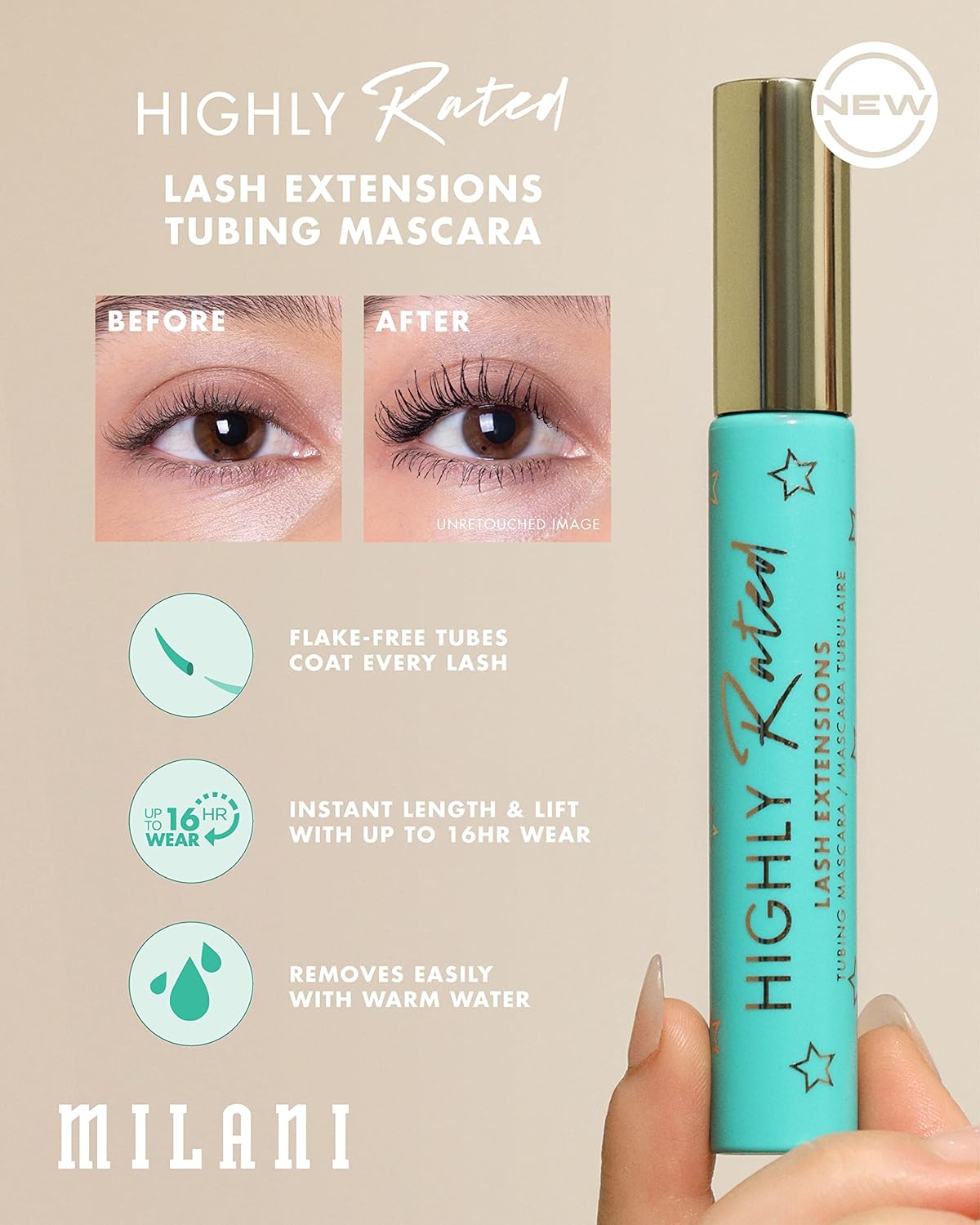 Milani Tubing Mascara - Lengthening & Lifting Formula | Nourishing Black Mascara with Shea Butter