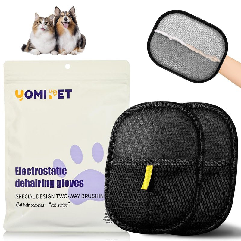 YOMI PET Hair Remover Glove,2026 Updated Cat and Dog Hair Removal Tool.Reusable Electrostatic Hair Removal Gloves.Suitable for Sofas,Bed Sheets,Clothing,Car Seats. (2)