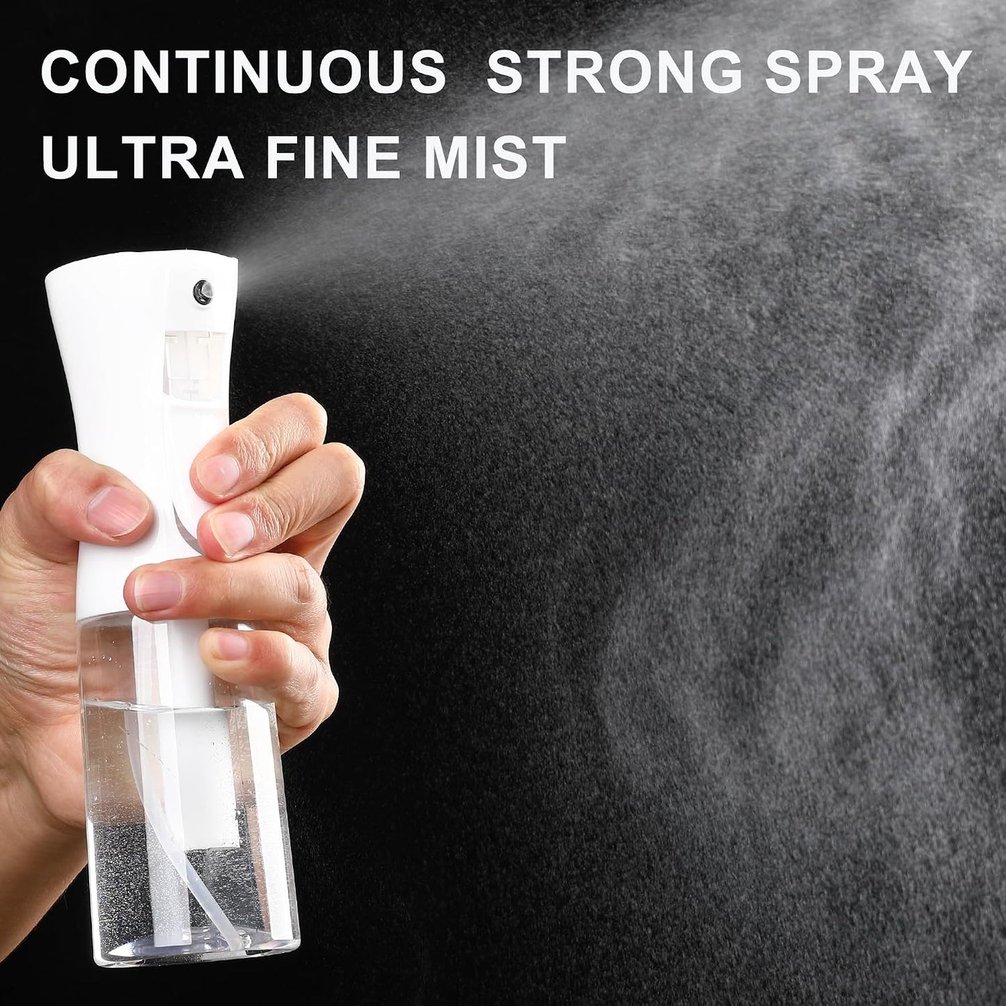 Continuous Spray Bottles for Hair - 200ml Reusable Mist Sprayer | Ideal for Hair Care, Plants & Cleaning (Black & White)