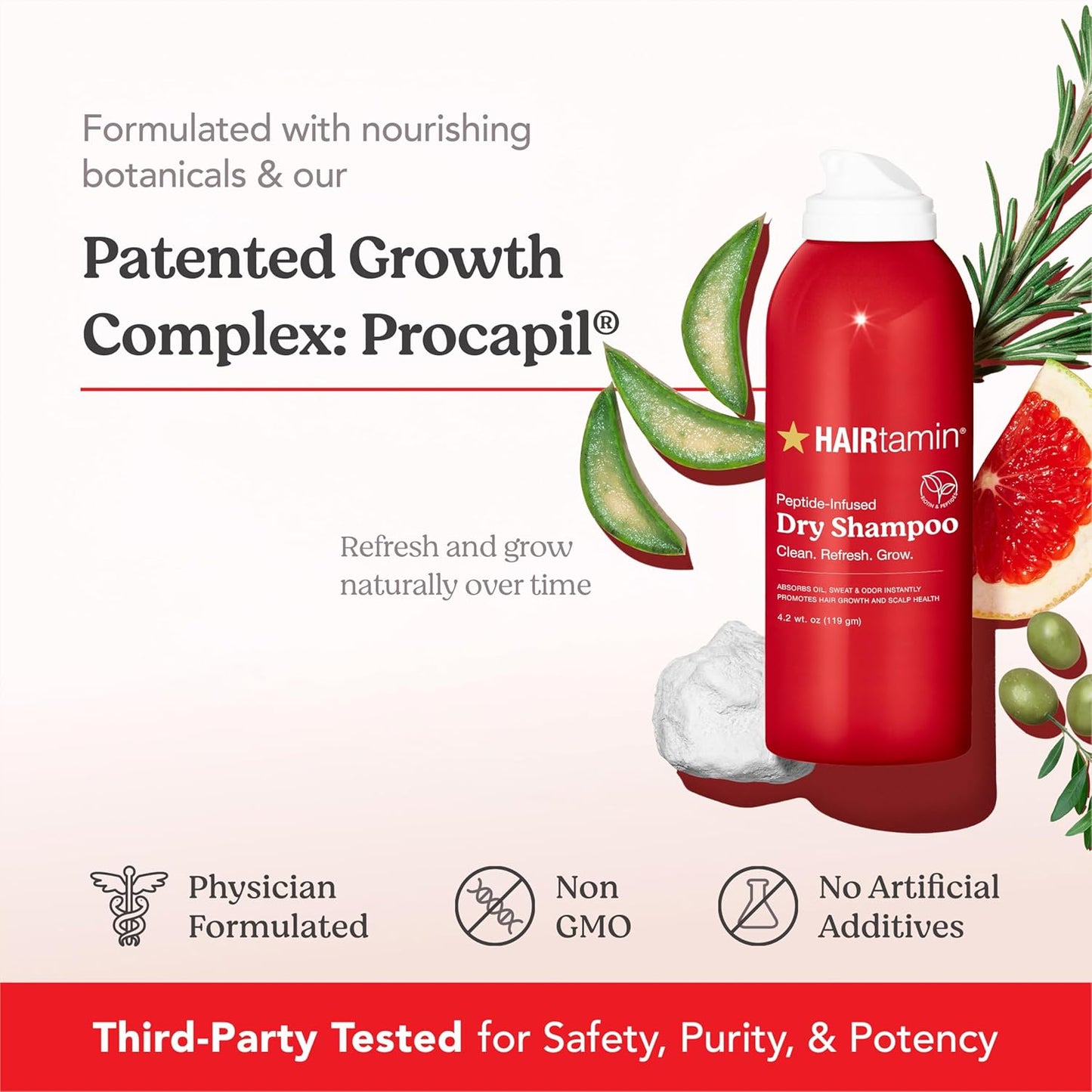 HAIRtamin Peptide Dry Shampoo for Women - Volumizing Texture Spray for All Hair Types | Procapil 3% Biotin & Rosemary Oil