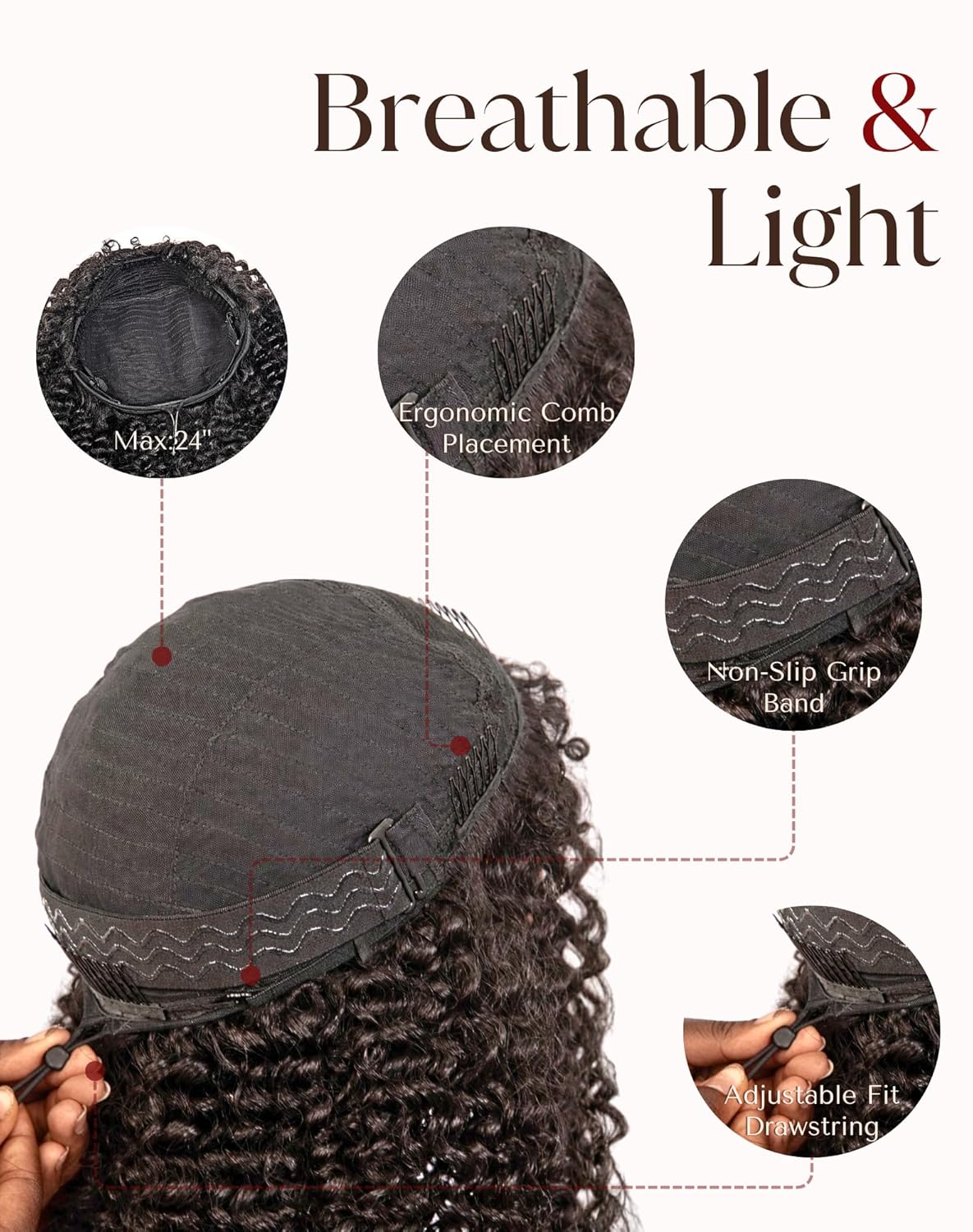 Kinky Curly Half Wig - 100% Remy Human Hair | Glueless 3-in-1 Flip Over Design, 16" Natural Color