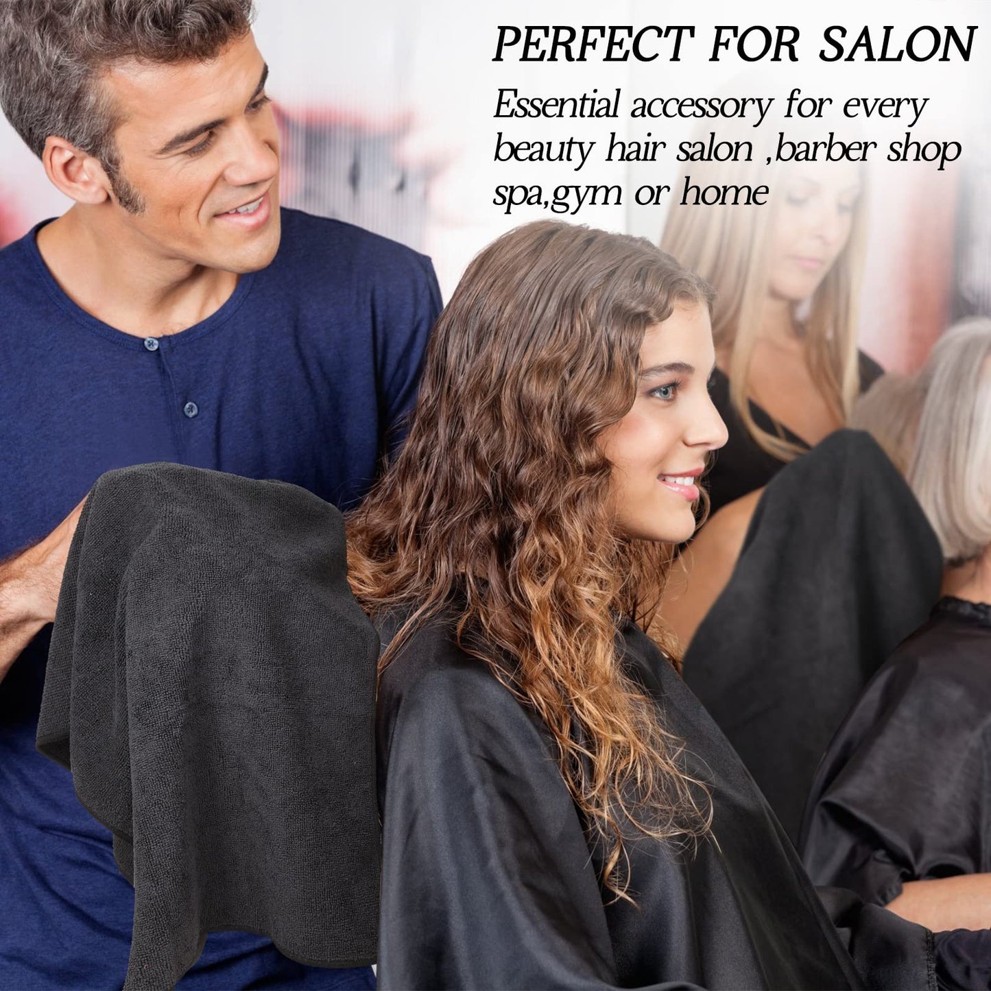 Shimeyao 26 Pcs Salon Bleach Proof Towels Highly Absorbent Hair Towels Hand Facial Cloths Bleach Resistant for Salon Barber Spa Beauty Bath Hair Stylist(Black,18 x 30 Inch,Classic)