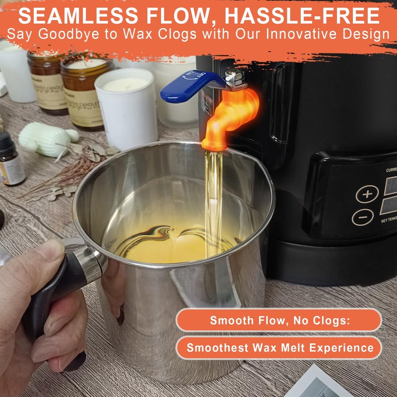 Leerie 12Lbs Digital Wax Melter for Candle Making - D6 Candle Wax Melting Pot with Accurate Temperature Control & Heating Core Brass Spout for DIY Home Business Candle Maker