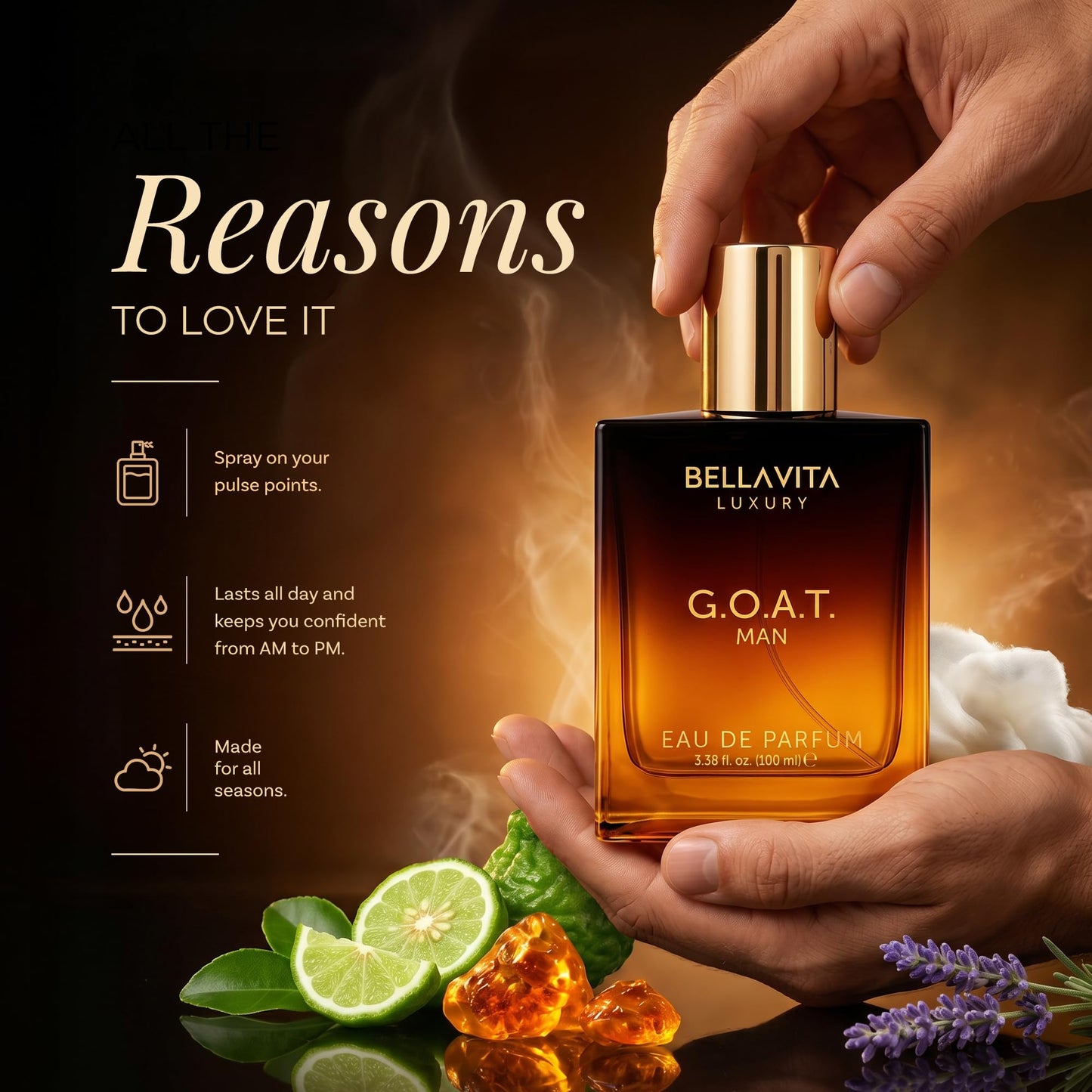 Bellavita Luxury G.O.A.T. Eau de Parfum | 100 ml | Perfume for Men