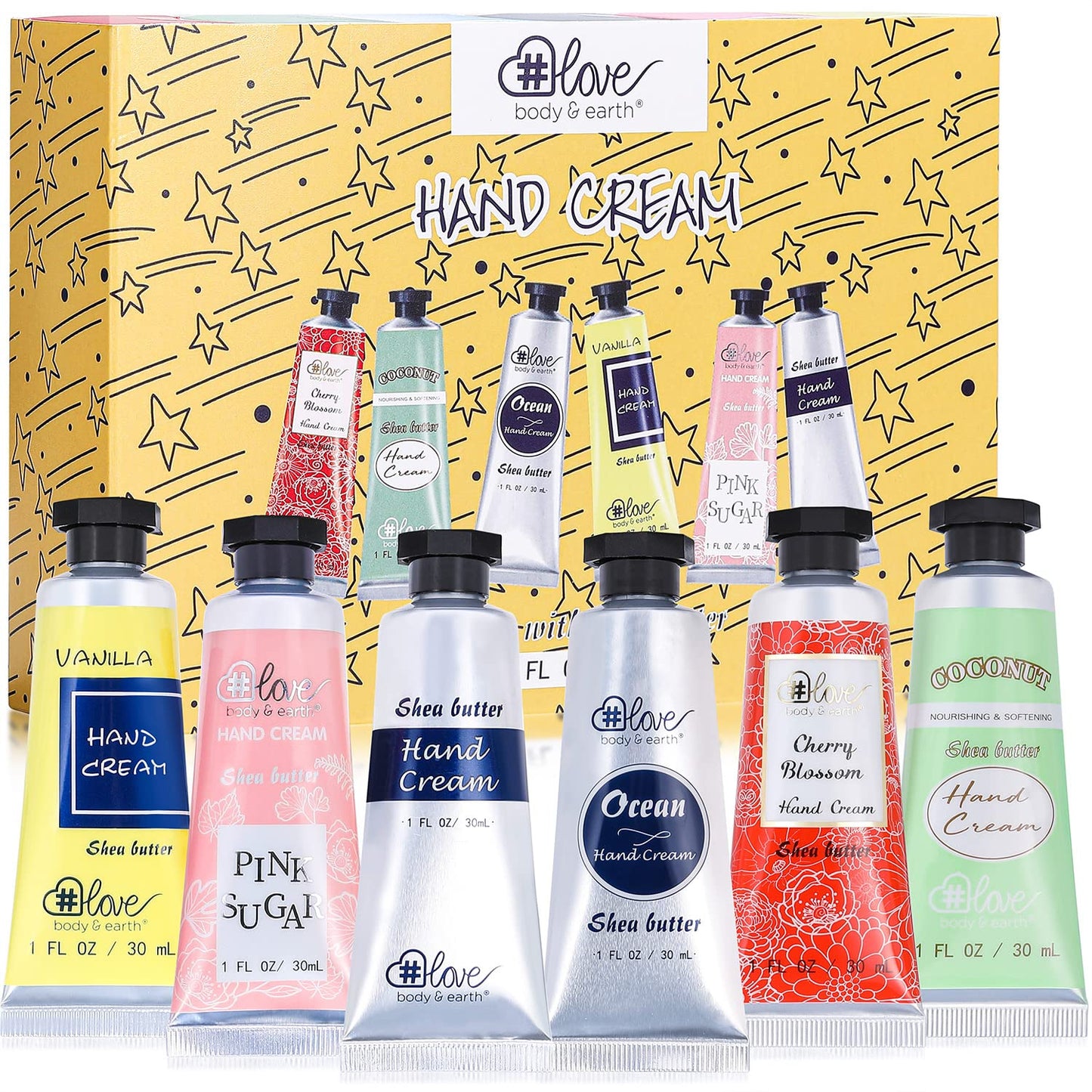Hand Cream Gift Set - Mini Moisturizing Lotion for Dry Hands | 6 x 1 OZ Travel Size