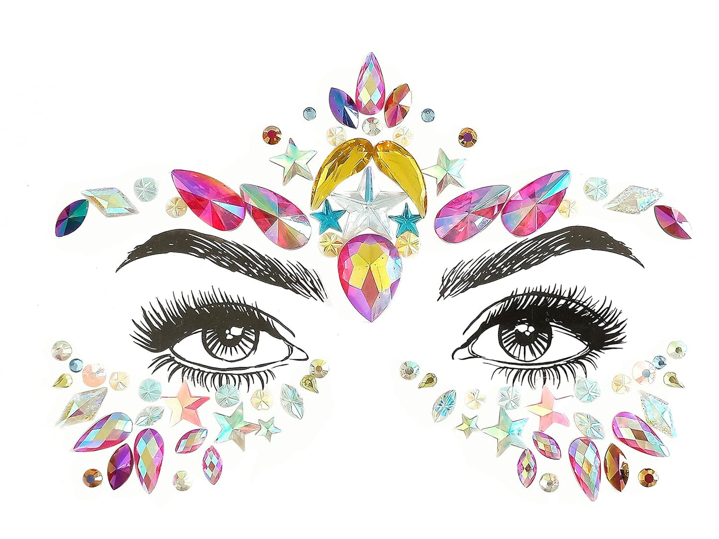 Gemstone Face Stickers - 8 Pcs Rhinestone Face Jewels for Festivals | Halloween & Christmas Party Decor