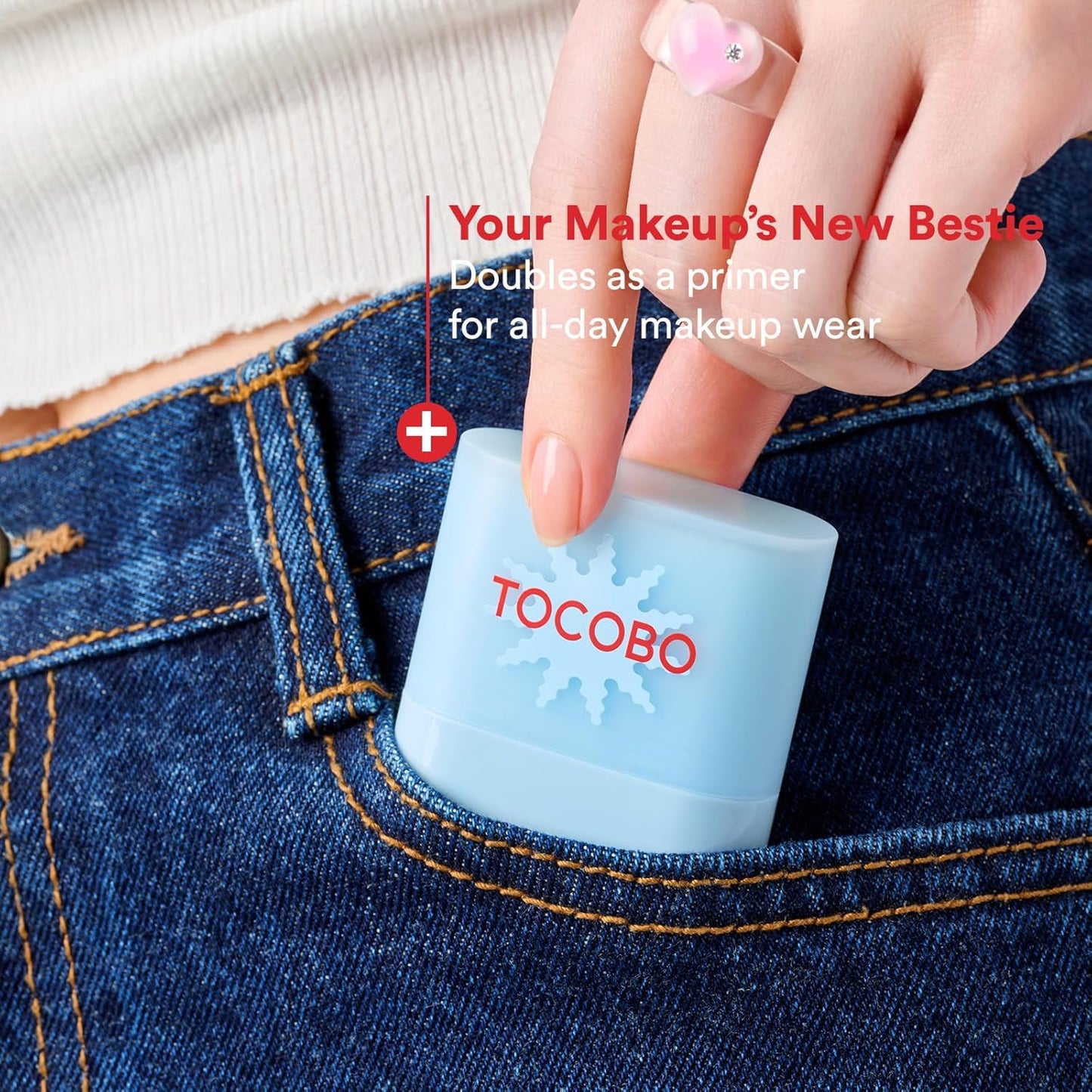 TOCOBO Mini Cotton Airy Sun Stick - Lightweight Sunscreen with Silicone Key Ring | 1 Fl Oz - Blue