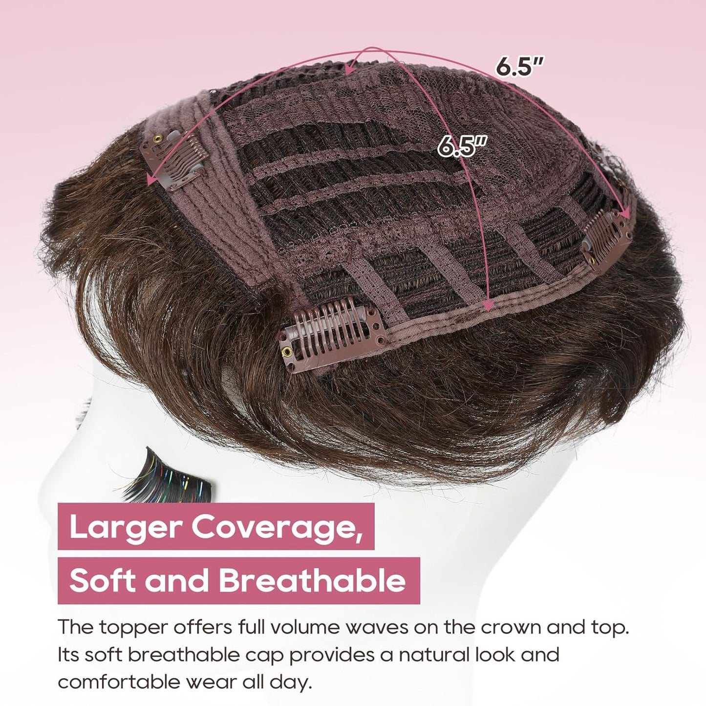 Hair Topper for Women | Short Synthetic Wiglet with Large Coverage - Dark Chocolate Brown