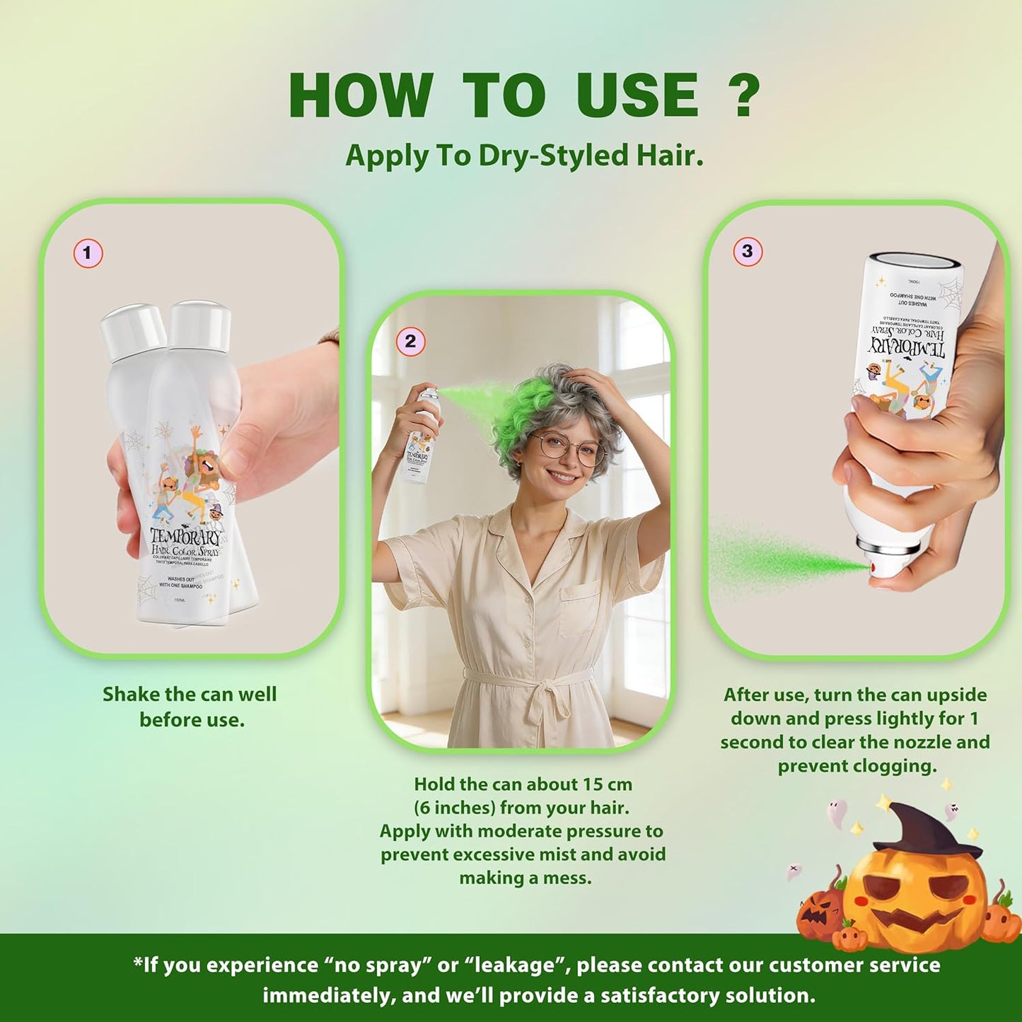 Temporary Hair Color Spray - Green Instant Dye for Men & Women | Washable, Quick Styling for Parties & Cosplay, 150ml