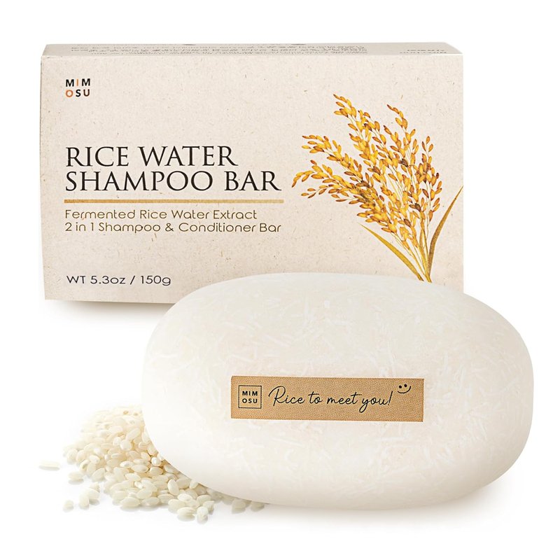 Hair Growth Shampoo Bar - Fermented Rice Water 2-in-1 | pH Balanced, Unscented, 5oz for Oily Hair