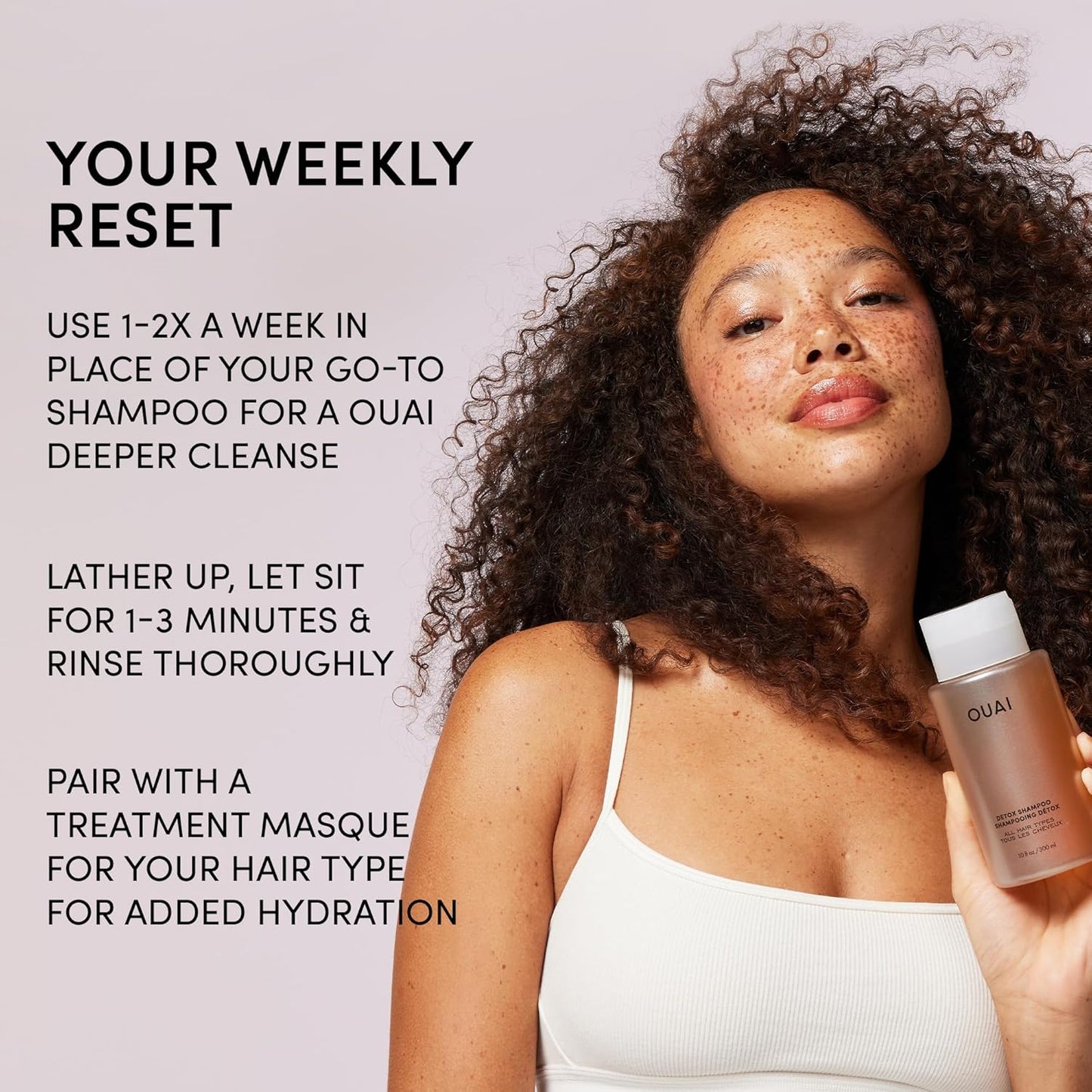OUAI Detox Shampoo & Bond Repair Balm Set - Clarifying Shampoo + In-Shower Hair Mask Duo | Full Size for Dry, Damaged Hair