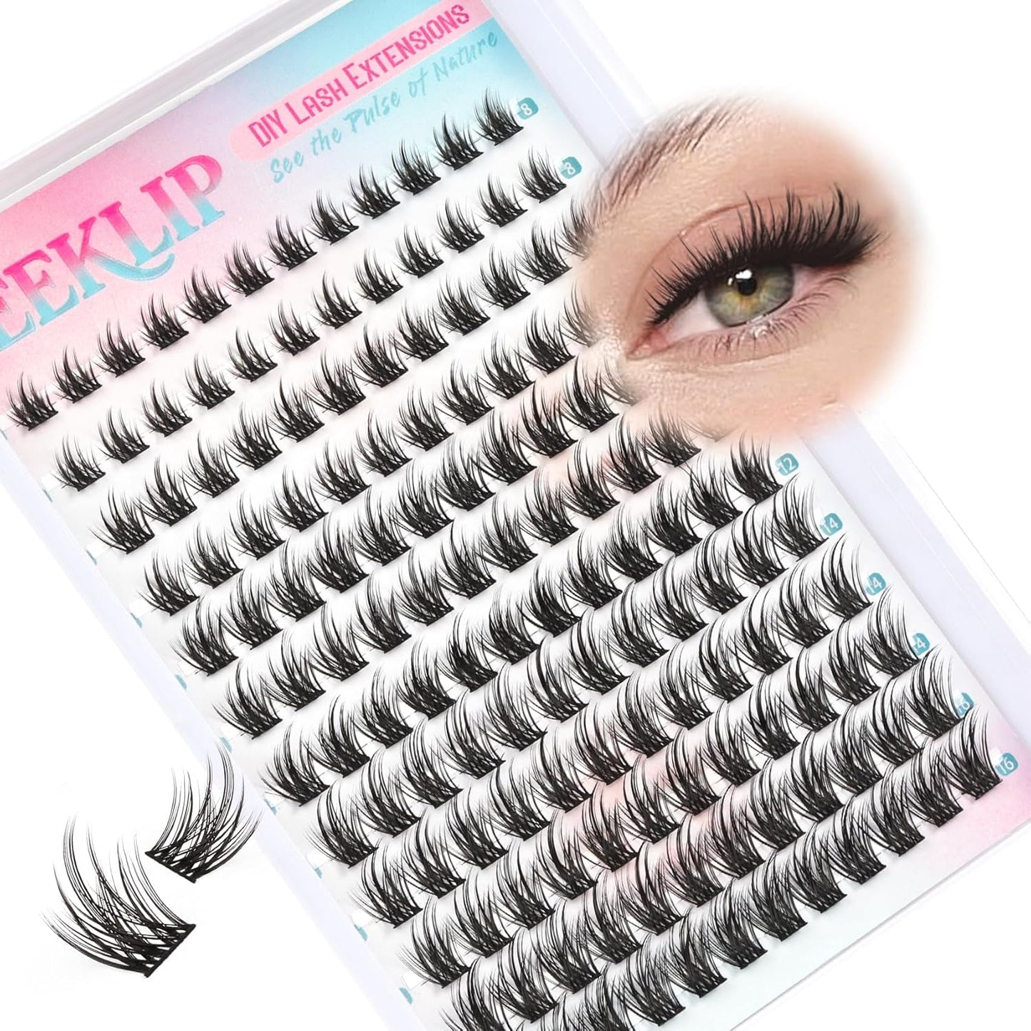 Dramatic Thick Eyelash Extensions - 188 Pcs Fluffy Volume Lash Clusters for DIY Glam Look | 100D & 200D