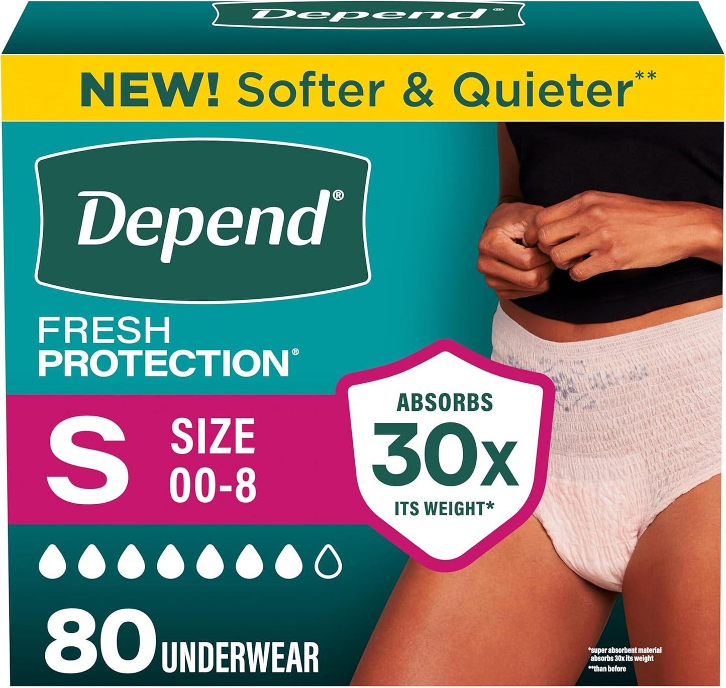 Depend Fresh Protection Adult Diapers - Maximum Absorbency Incontinence Underwear for Women | Large, Blush, 72 Count