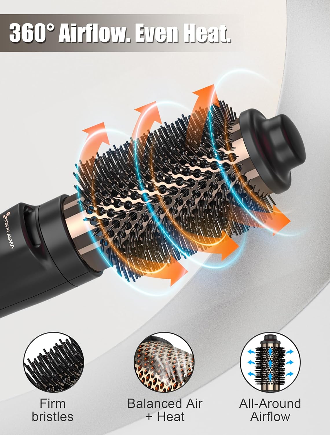 Heated Round Brush - Ionic Smoothing & Volumizing Hair Tool | 1.5 Inch Titanium-Ceramic for Short to Medium Hair (Black)