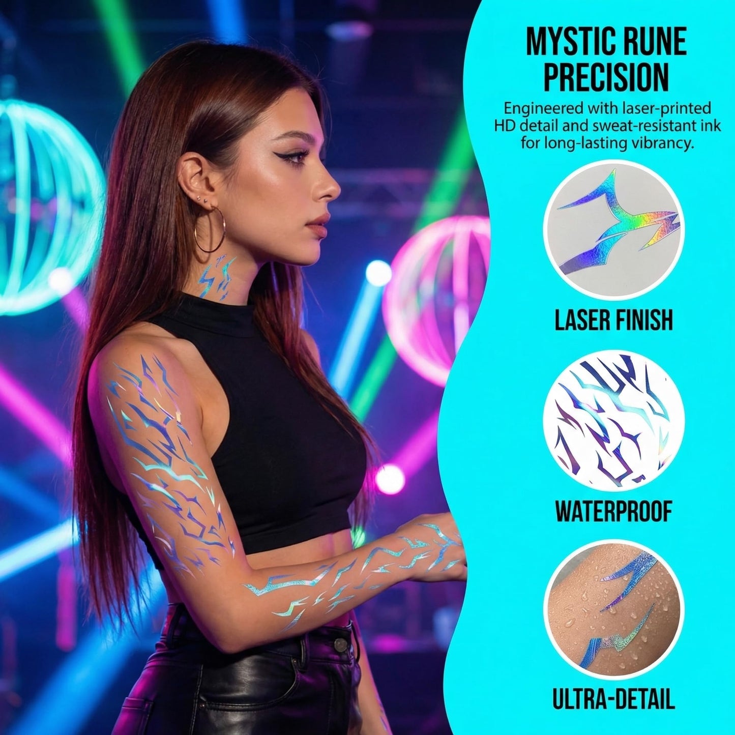Toplepor 100 Dark Fantasy Demon Mark Hunter Temporary Tattoos, 4 Sheets Mystic Rune Symbol Makeup Stickers Party Favors for Halloween, Birthday, Cosplay, Parties, Festivals and Photo Shoots﻿