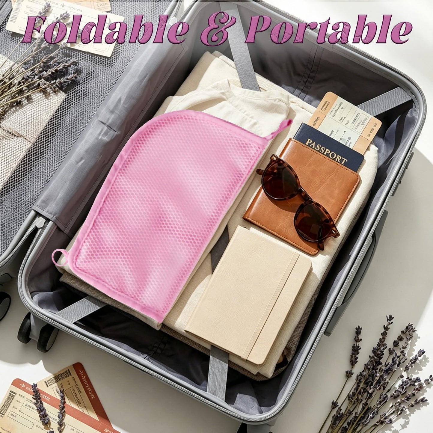 Pjsrsdaee Standing Toiletry Bag, Lightweight Portable Travel Toiletry Bag, EVA Foldable Thickened Clear Hanging Makeup Bag, Breathable Cosmetic Organizer for Travel & Bathroom (pink)