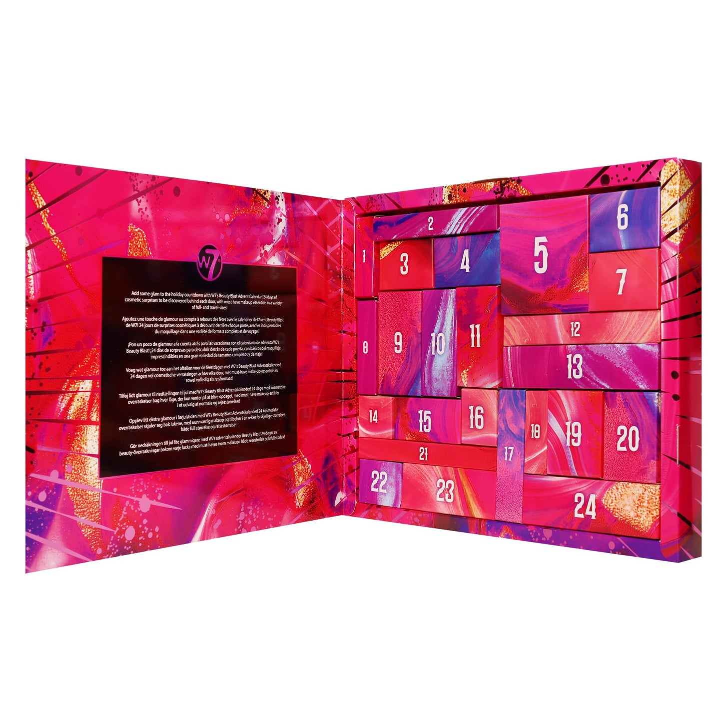 W7 Beauty Blast - Makeup Advent Calendar 2025 - Beauty & Cosmetic Calendar - Individually Boxed Makeup & Cosmetic Surprises For the 24 Days to Christmas - Cruelty Free Gifting