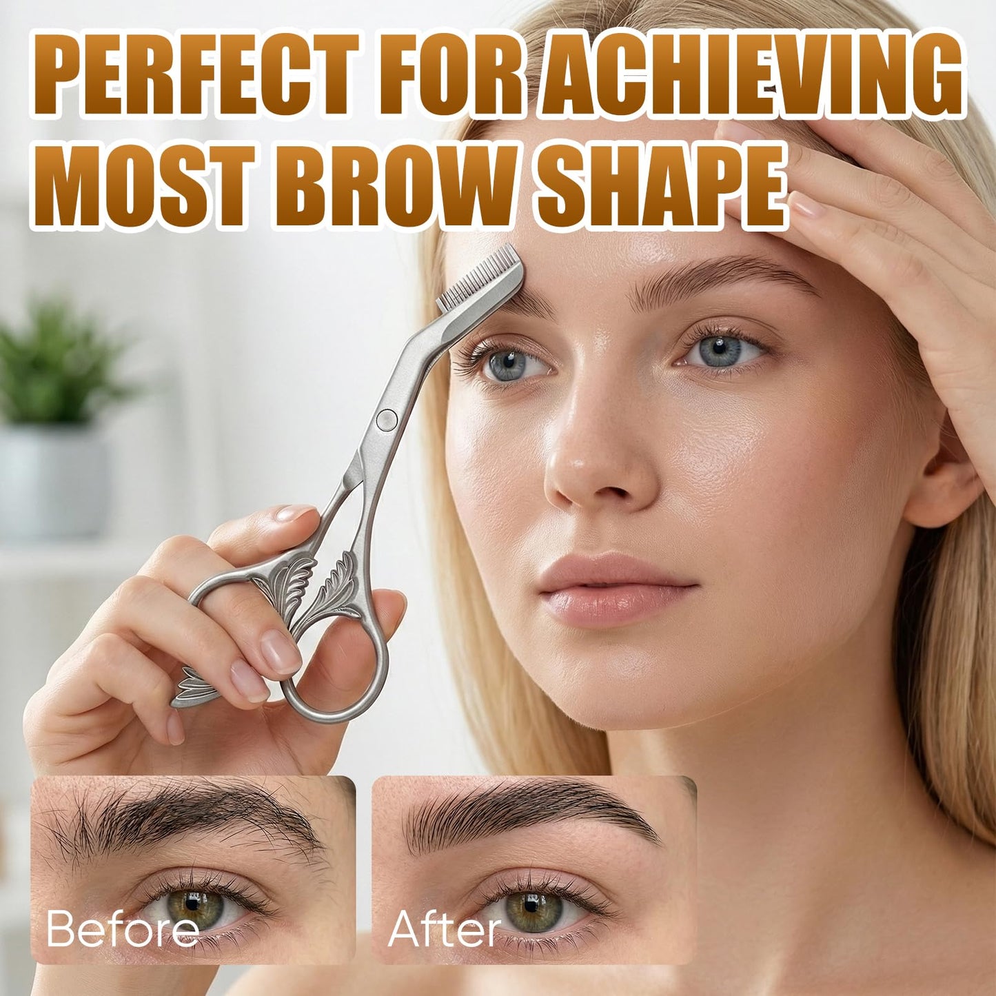 Eyebrow Trimmer Scissor with Comb, Eyebrow Scissors for Women, Stainless Steel Precision Eyebrow Cutter, Professional Eyebrow Scissors, Sleek Eyebrows Shaping Grooming Kit, Gifts For Men Women (Black)