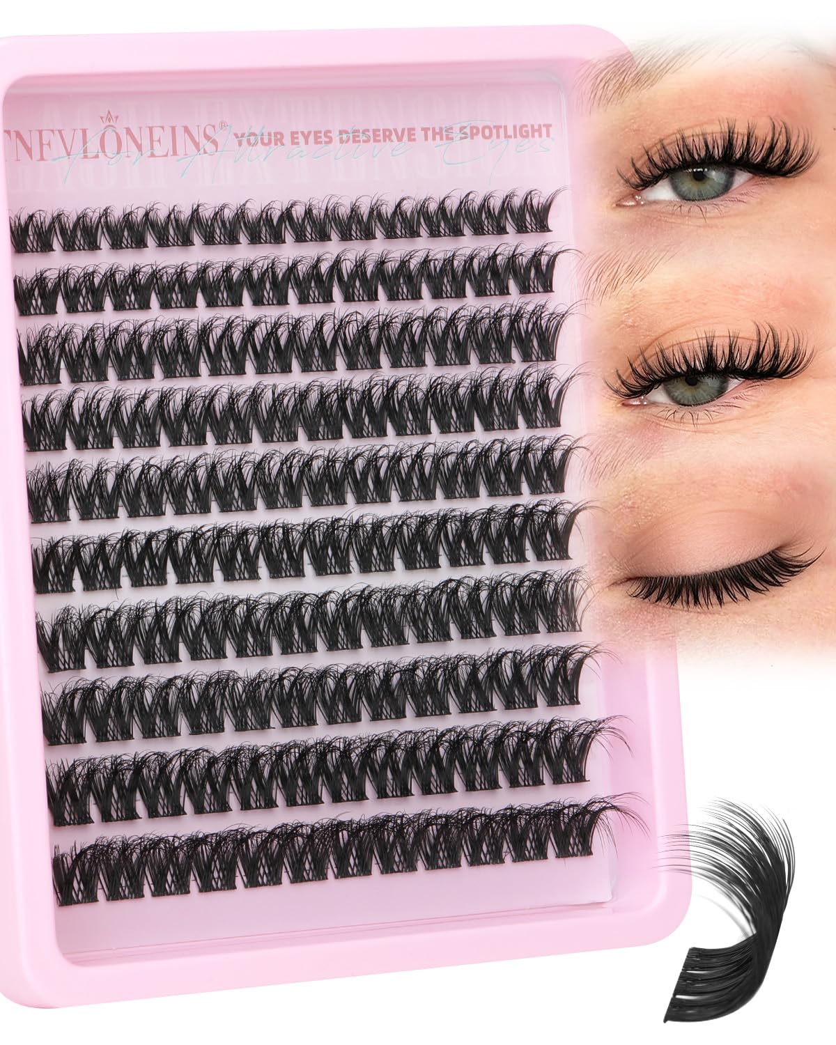 Spider Lash Clusters - Wispy Fluffy Eyelash Extensions for Natural Look | Clear Band Individual Lashes