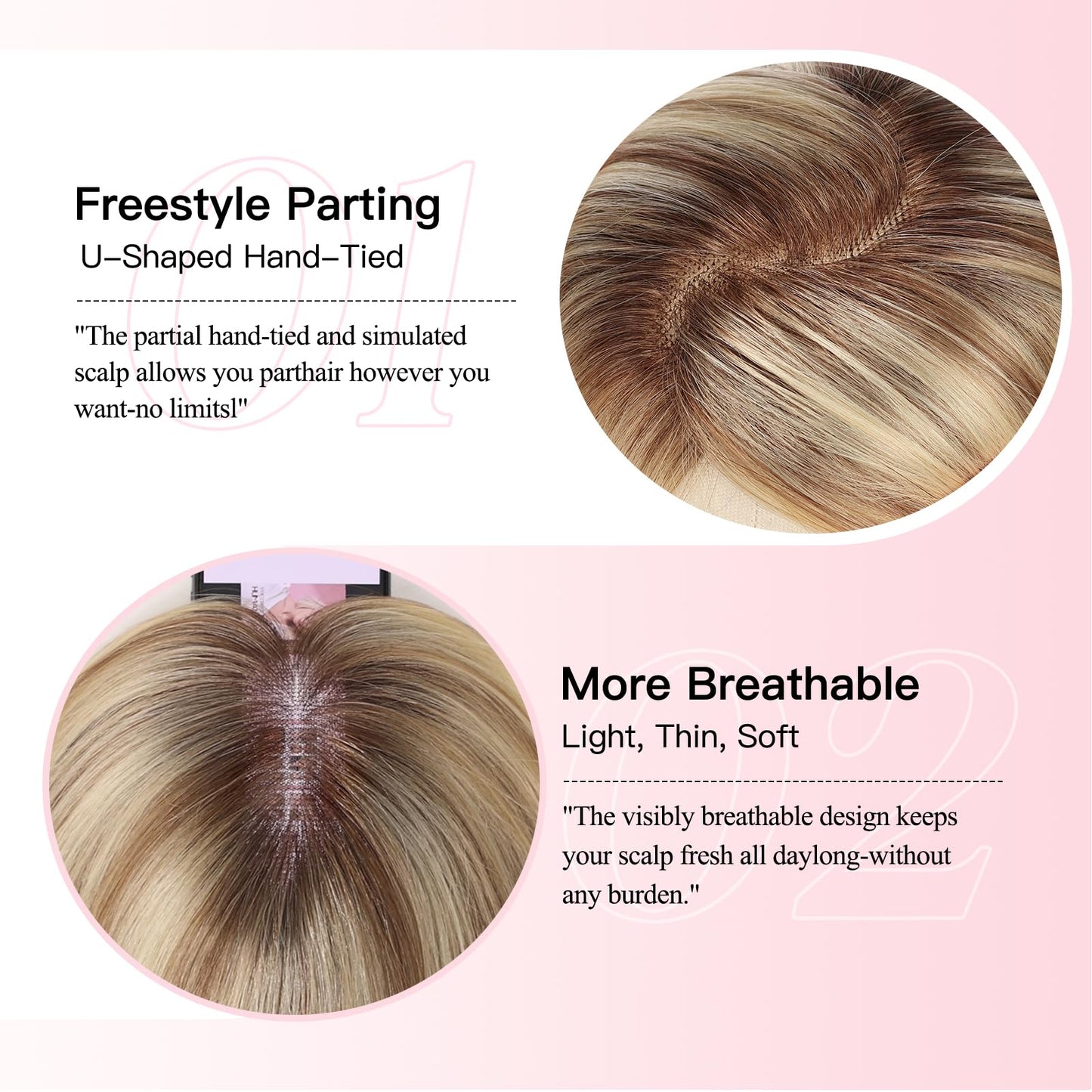 EMMOR 14 Inch Human Hair Topper for Women - 5" × 6" Upgrade Swiss Lace Base with 3 Non-Slip Clips, 100% Real Hair Toppers for Thinning Hair & Natural Looking-Straight Bang(#005)
