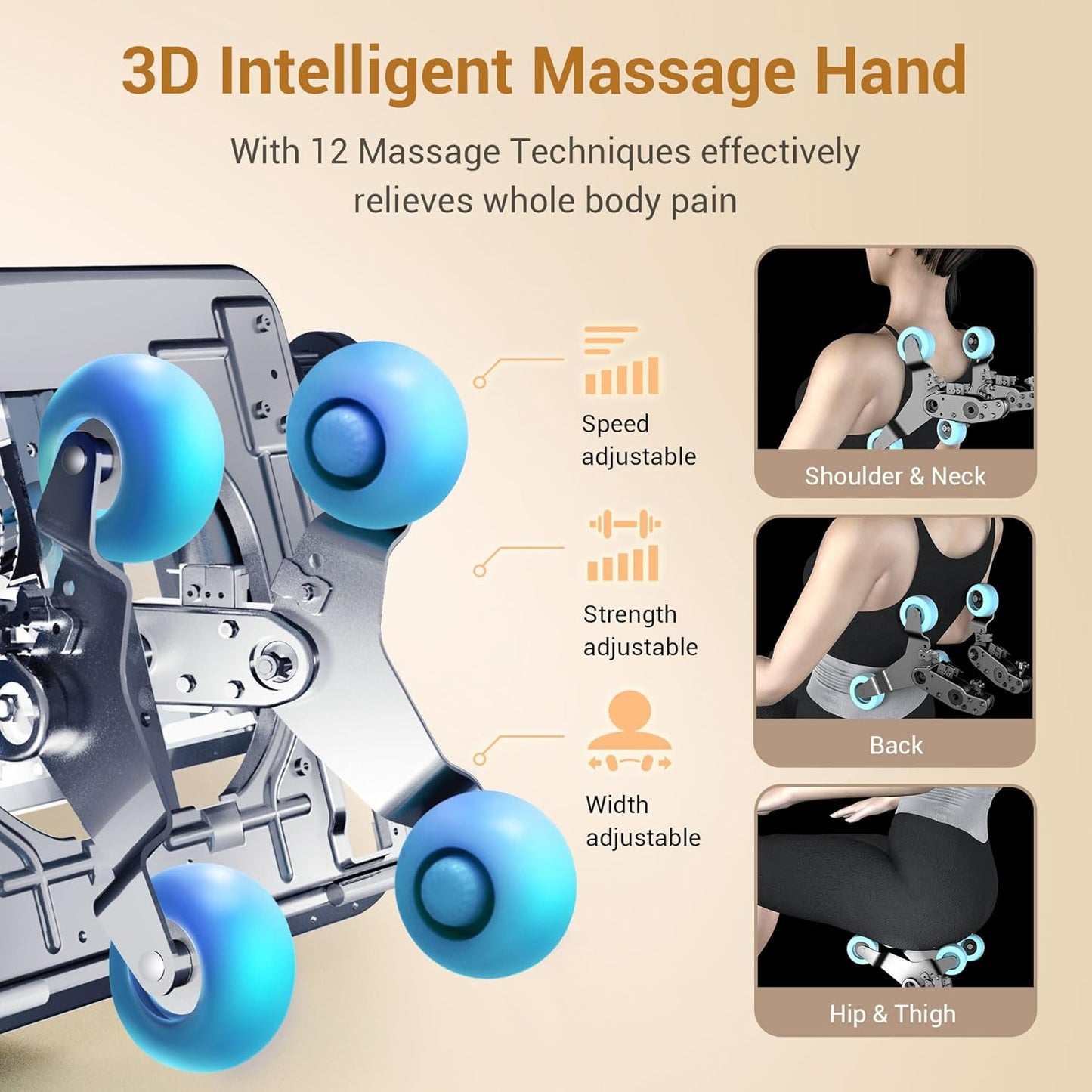 Full Body Massage Chair with Heat - Zero Gravity SL-Track 3D Massage, 12 Modes & Techniques | Calf & Foot Massage, Relaxation