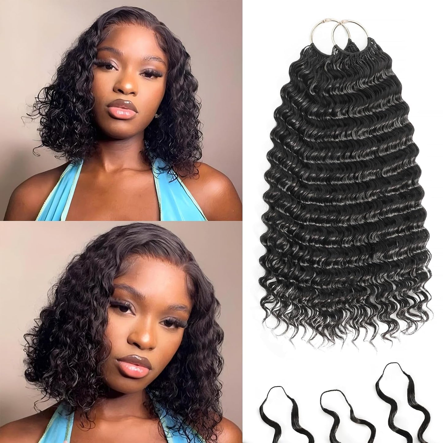 Feather Crochet Hair Extensions - 12 Inch 120g Invisible Miracle Knots for Black Women | Jerry Curly Pre-Separated Natural Black
