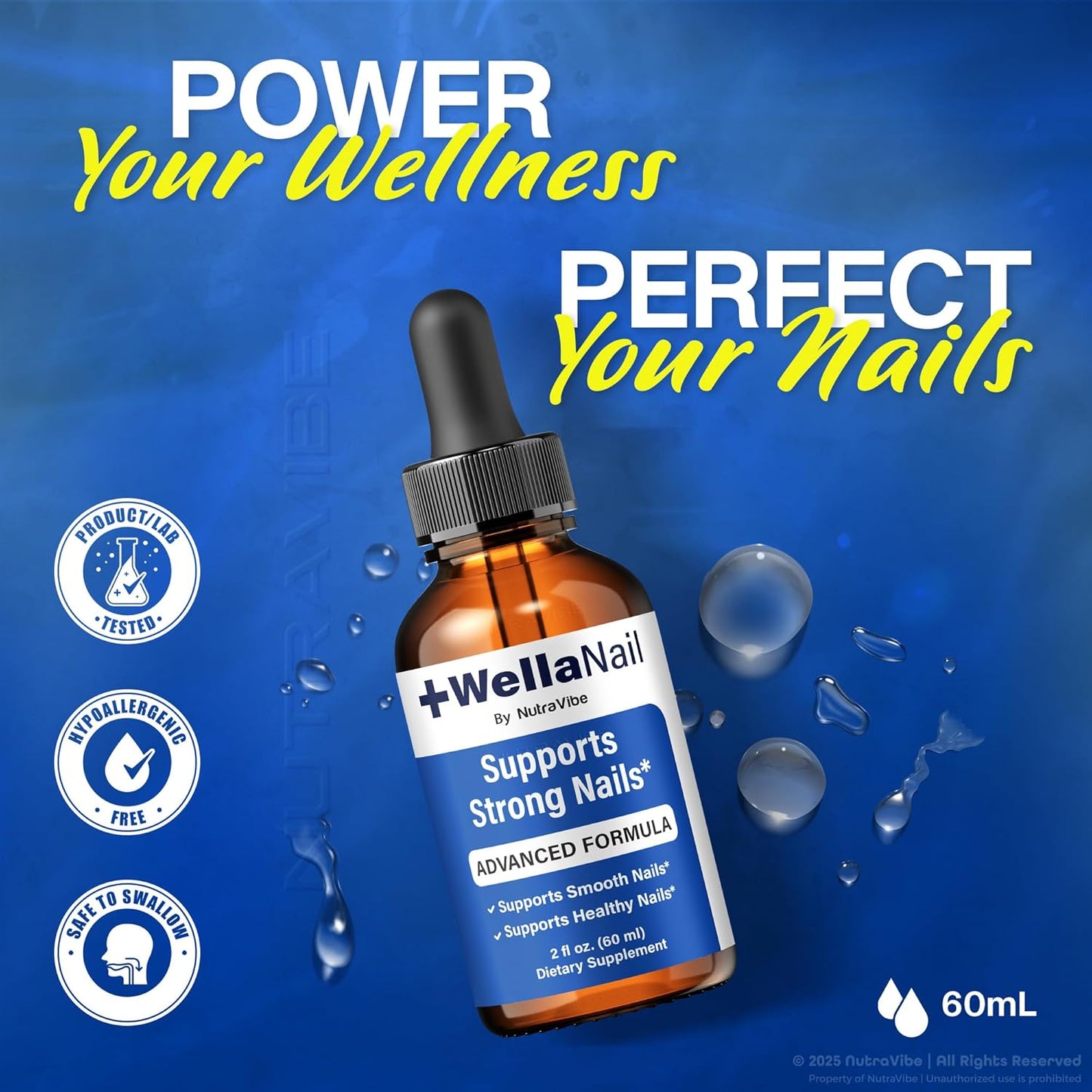 WellaNail Drops - Premium Nail & Foot Care Formula with Natural Ingredients | Supports Healthy Nails & Hydration - 30 Servings