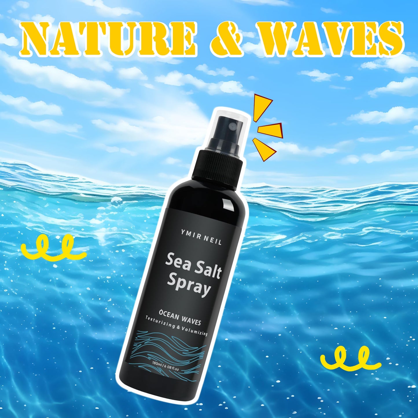 YMIR NEIL Natural sea salt spray for men,Texturizing,Volumizing,Beach Waves,fresh scent,6.0 fl oz,