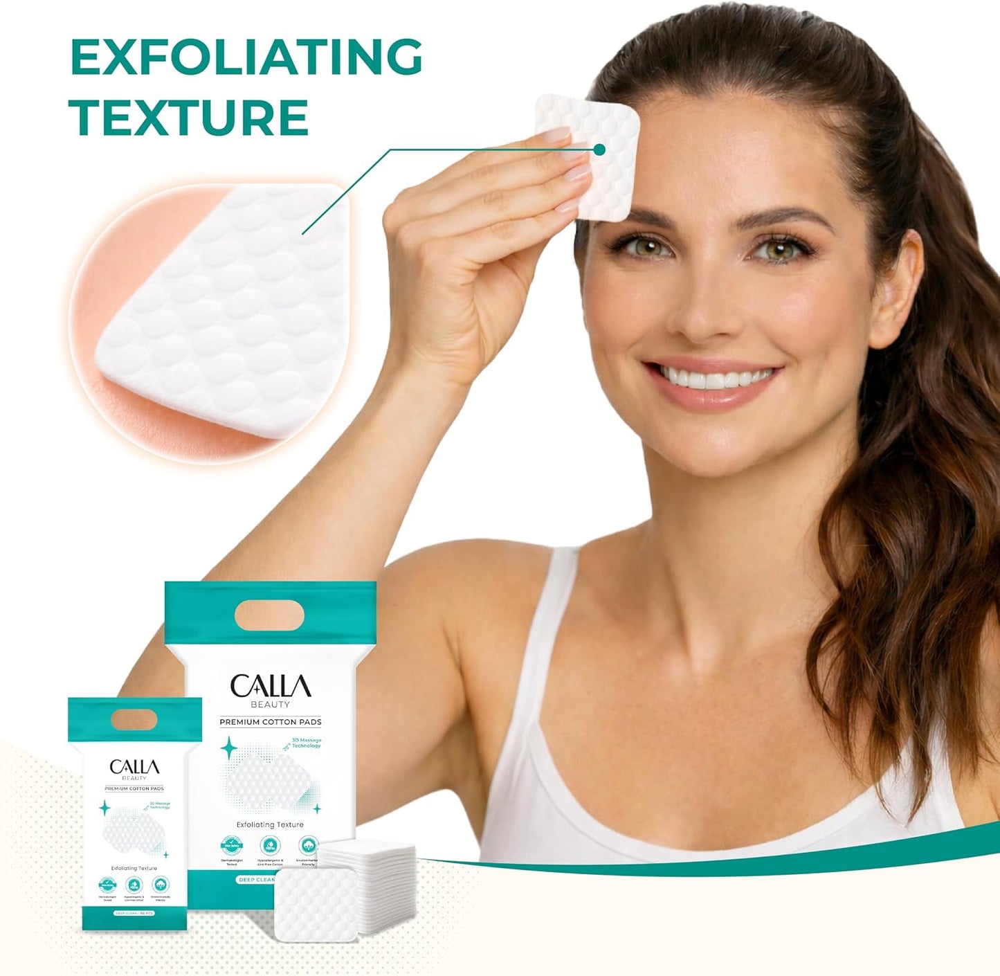 Deep Clean Cotton Pads - Textured Woven Makeup Remover Rounds | Thick & Tear-Resistant, 300 Count (Pack of 2)