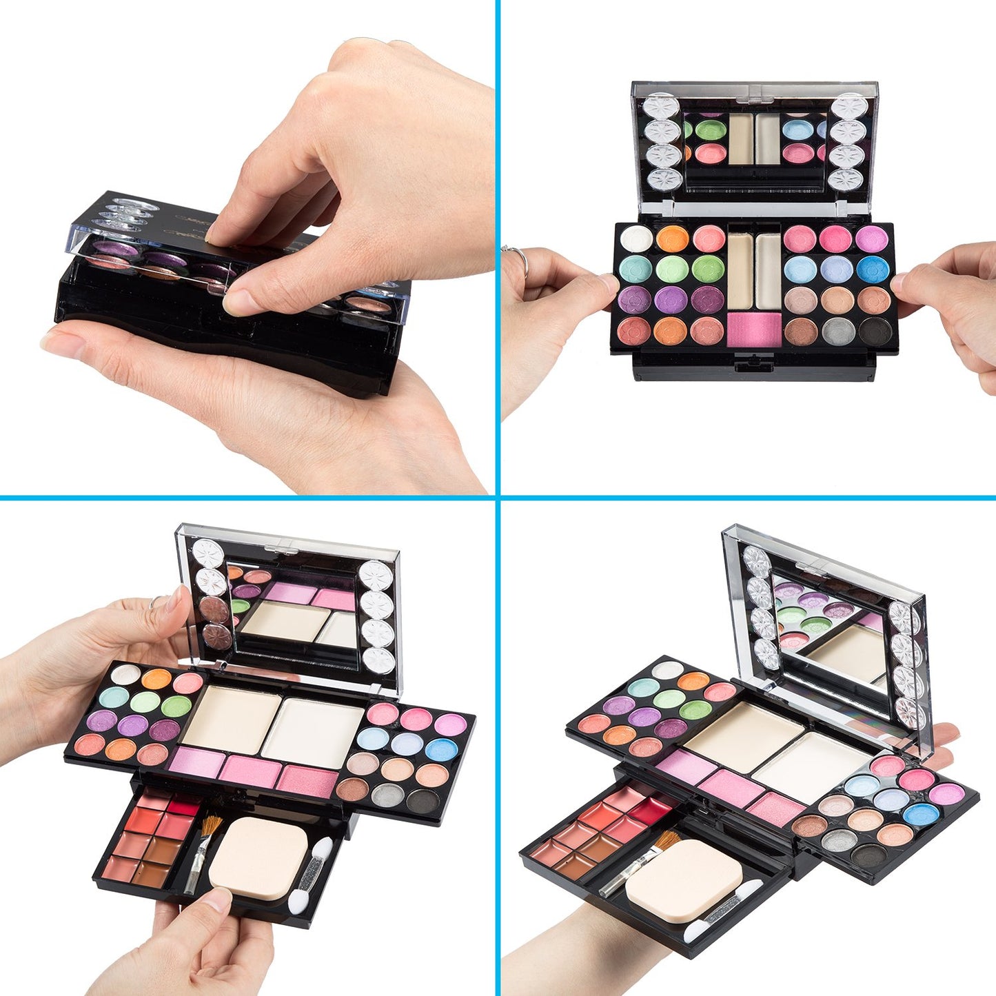 Eyeshadow Palette - 37 Highly Pigmented Colors | Shimmer & Matte Finish, Blush Brushes Included