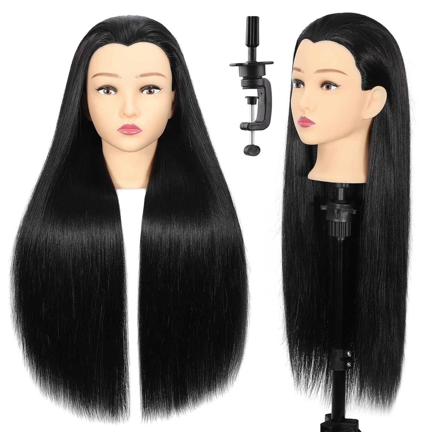 Mannequin Head with Hair - 28" Cosmetology Manikin for Braiding & Styling | Includes Free Clamp