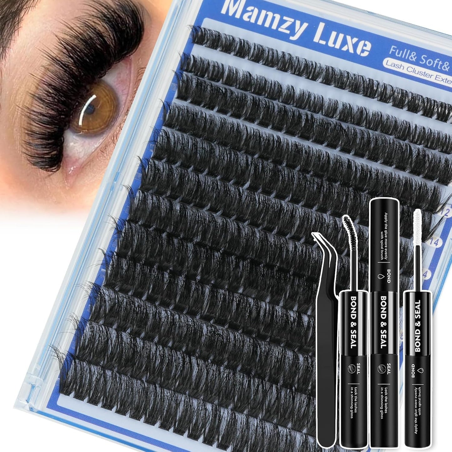 Lash Clusters Kit - 708 Pcs Individual Eyelash Extensions | 30D-100D Wispy Lashes with Bond, Seal & Tweezers - 10-16mm Mix